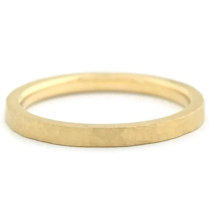 Matte Hammer Texture Band - 18K Yellow Gold