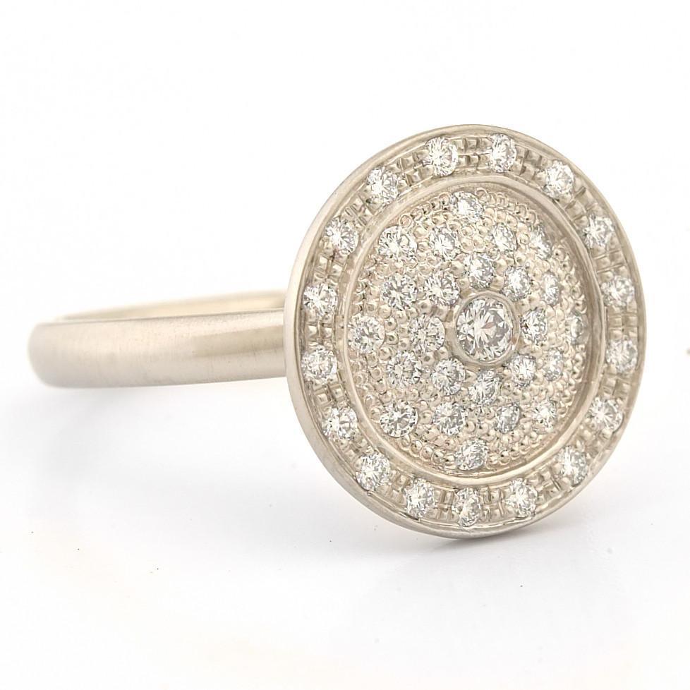 Pave Diamond Medallion Ring - 18K Yellow Gold