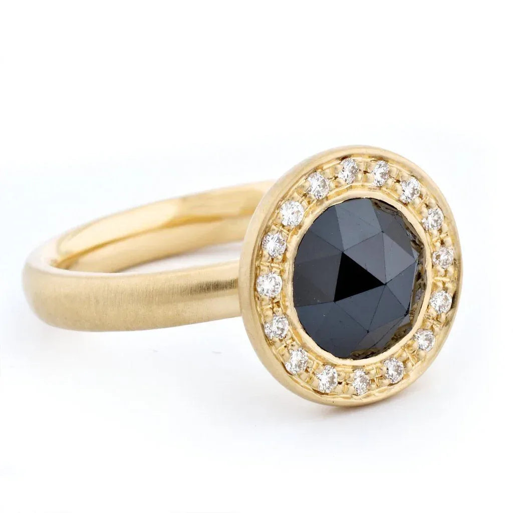 Rosecut Black Diamond Ring - 18K Yellow Gold