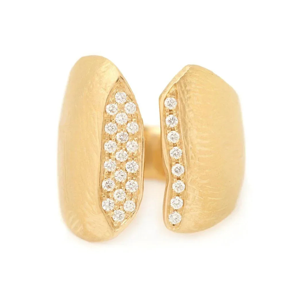Textured Diamond Boulder Ring - 18K Yellow Gold