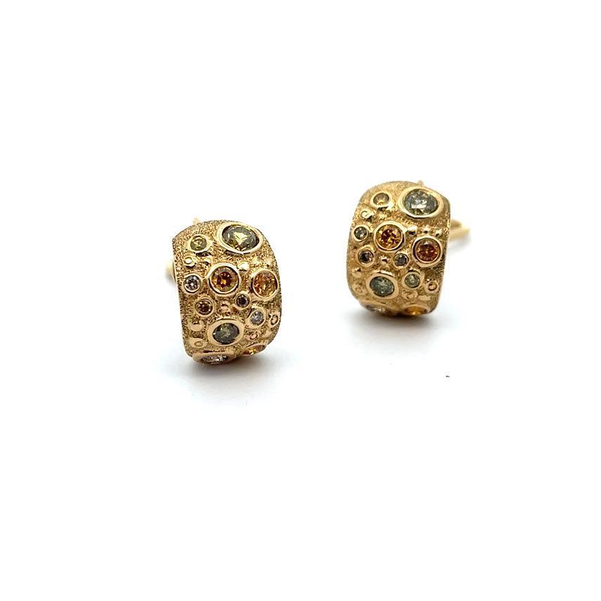 18 karat Yellow Gold and Diamond Hoops