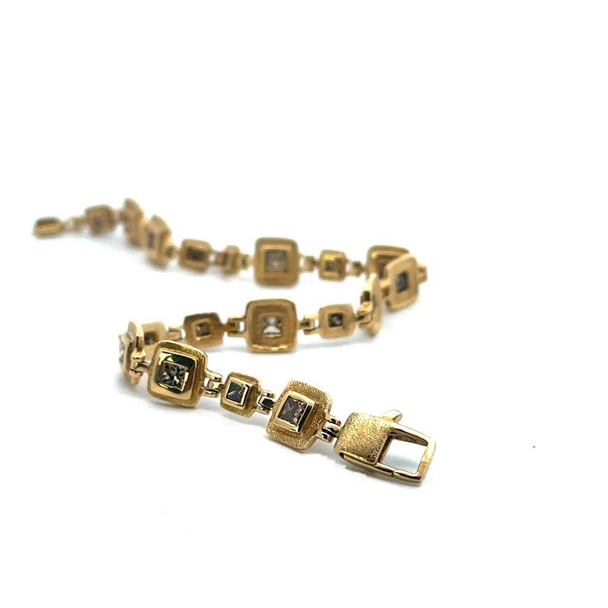 Yellow Gold Diamond Cube Bracelet