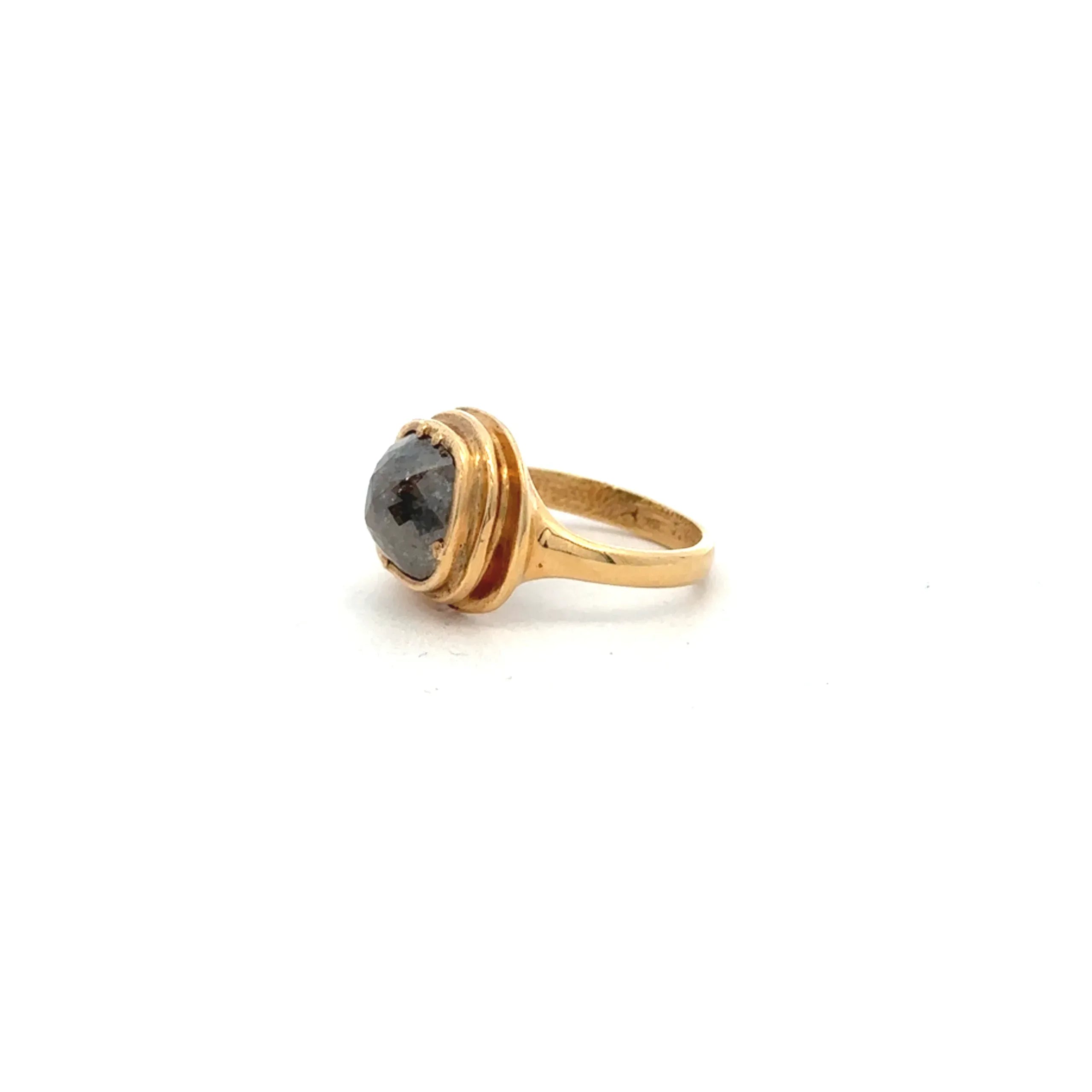 Gold Tiered Bezel Brown Diamond Ring