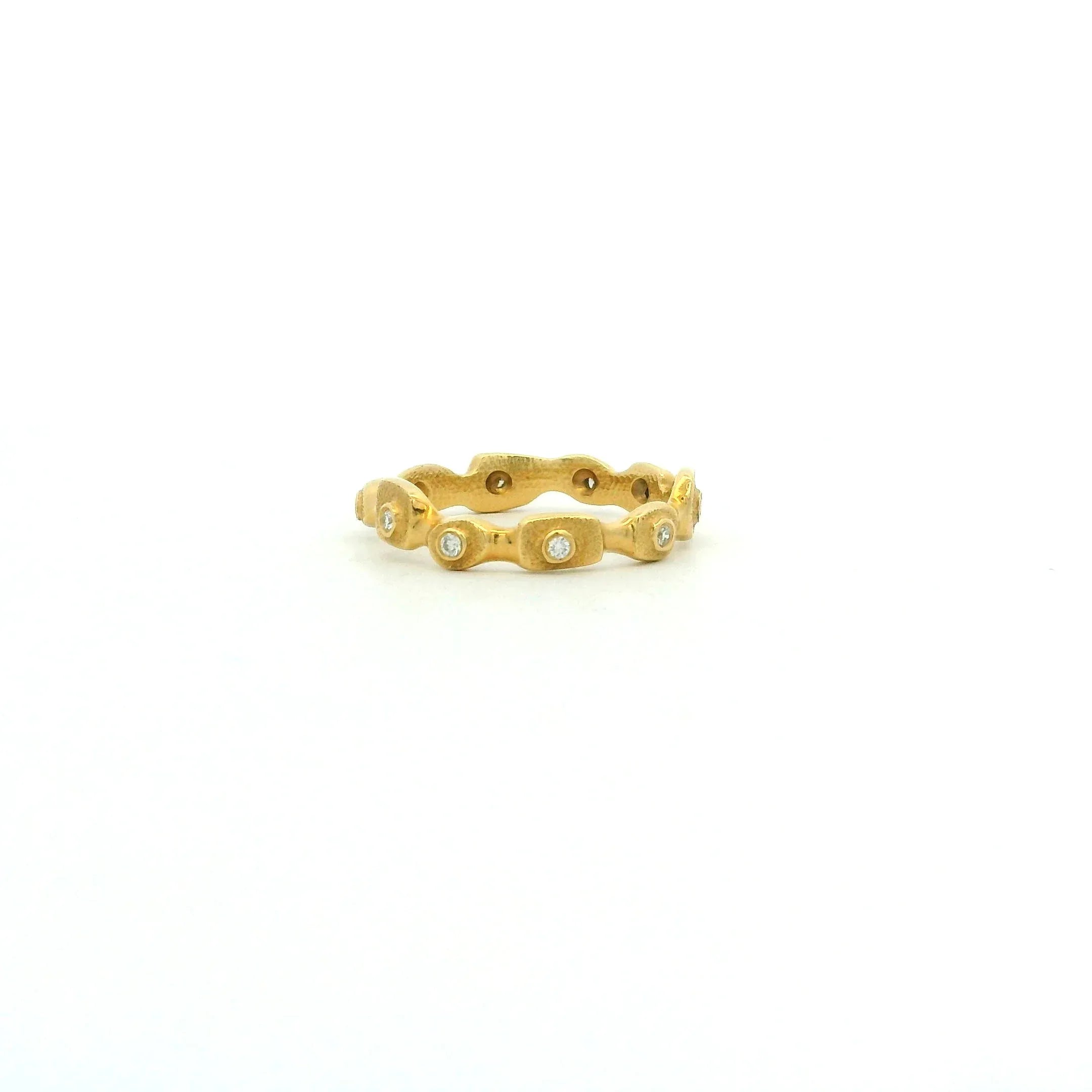 Organic Yellow Gold and Diamond Stacking Ring