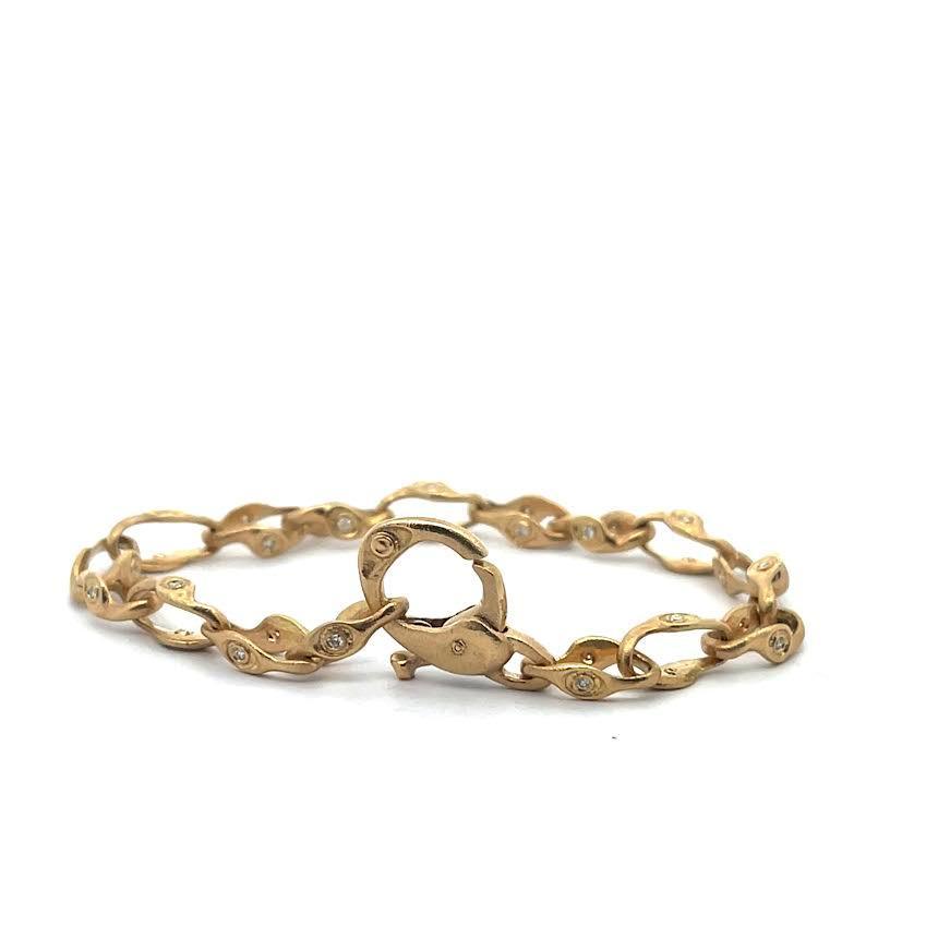 Yellow Gold and Diamond Twisted Link Bracelet