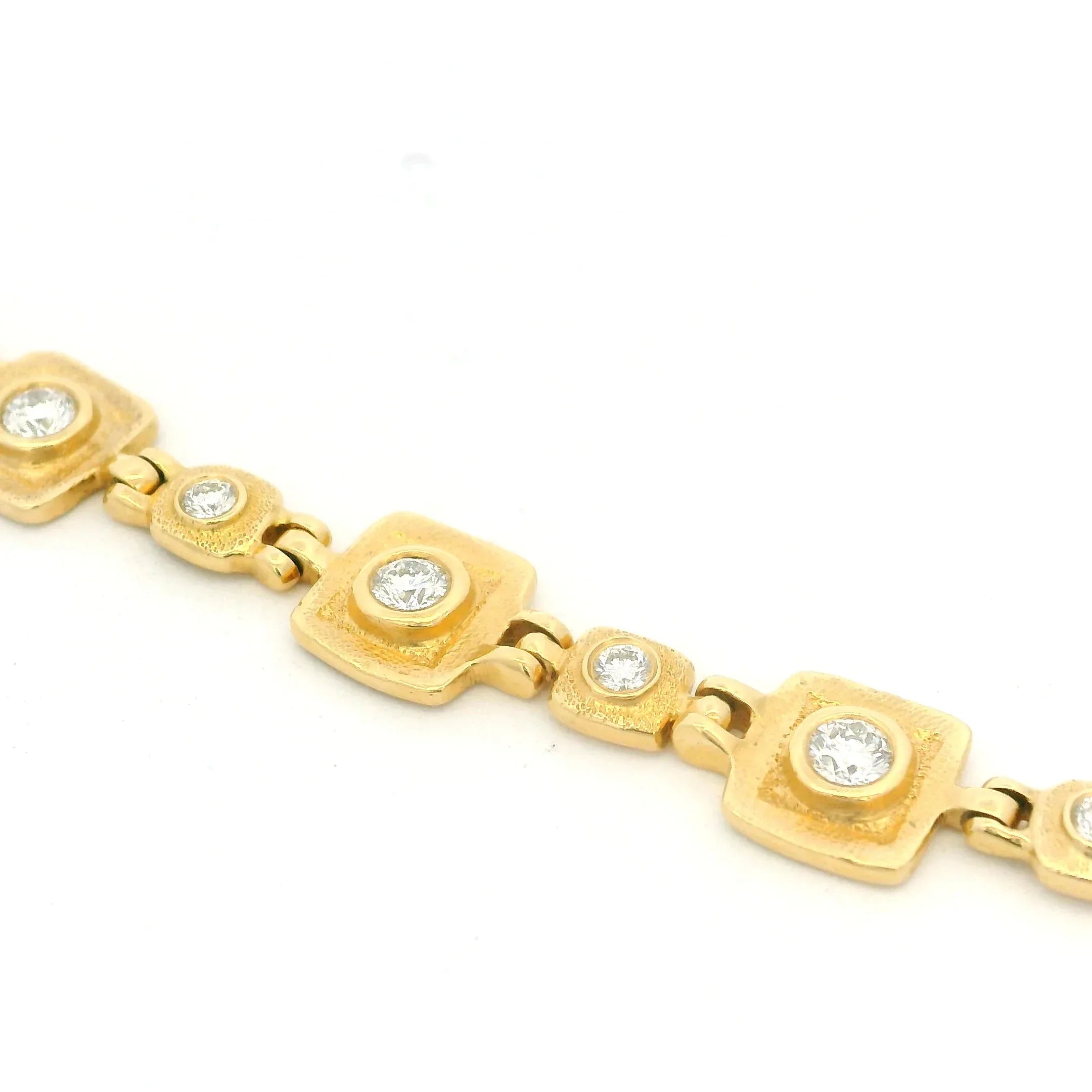 Yellow Gold and Diamond Squares Bracelet