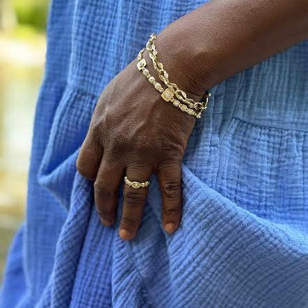 Yellow Gold and Diamond Squares Bracelet