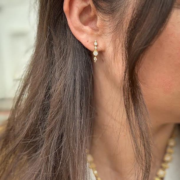 18 Karat Yellow Gold and Diamond Earrings