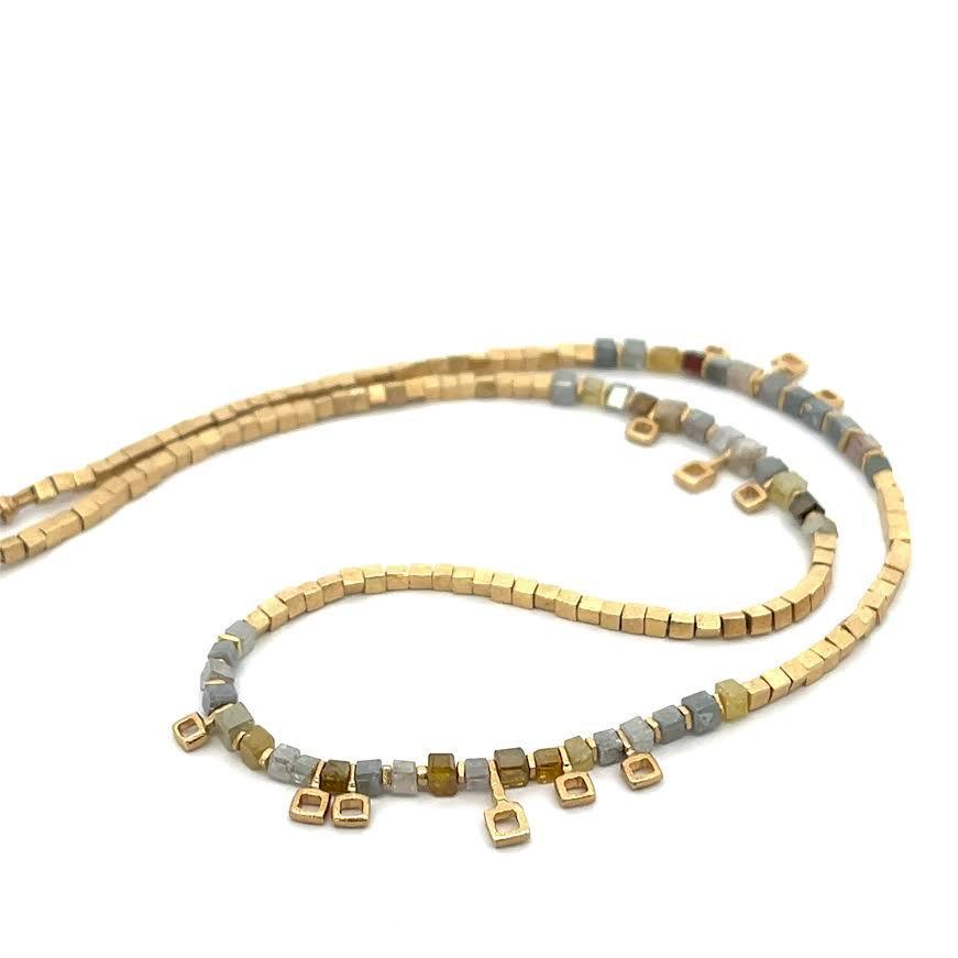 18 karat Yellow Gold and Diamond Long Shadows Necklace, 17.5"