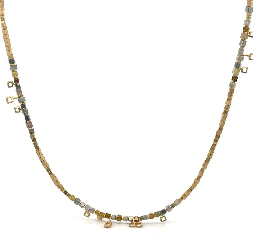18 karat Yellow Gold and Diamond Long Shadows Necklace, 17.5"