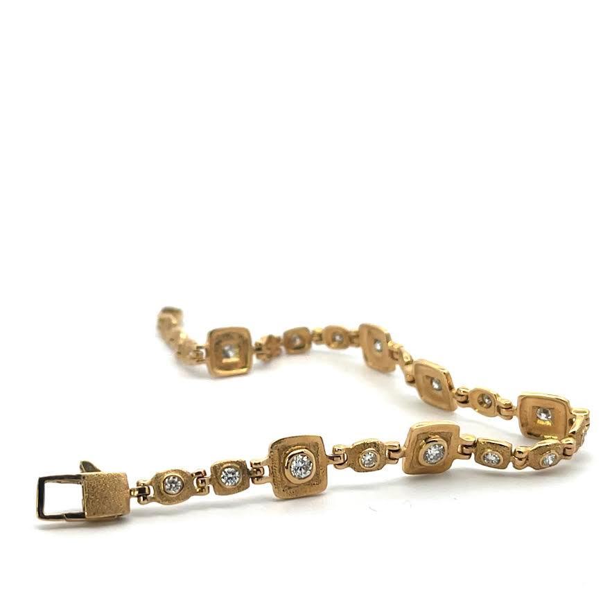 Yellow Gold and Diamond Squares Bracelet