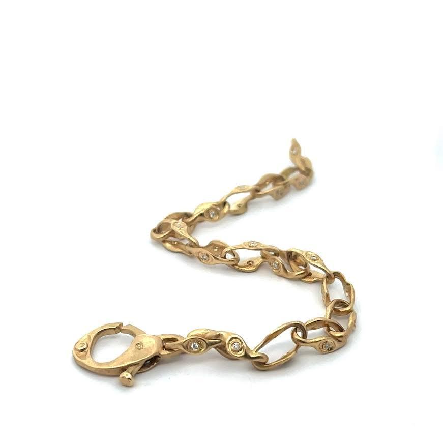 Yellow Gold and Diamond Twisted Link Bracelet