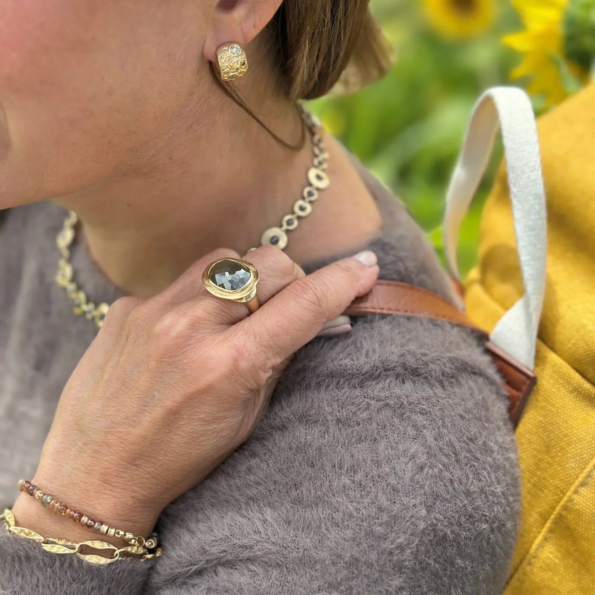 18 karat Yellow Gold and Diamond Hoops