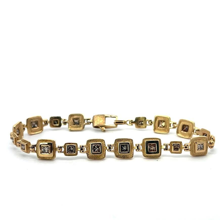 Yellow Gold Diamond Cube Bracelet