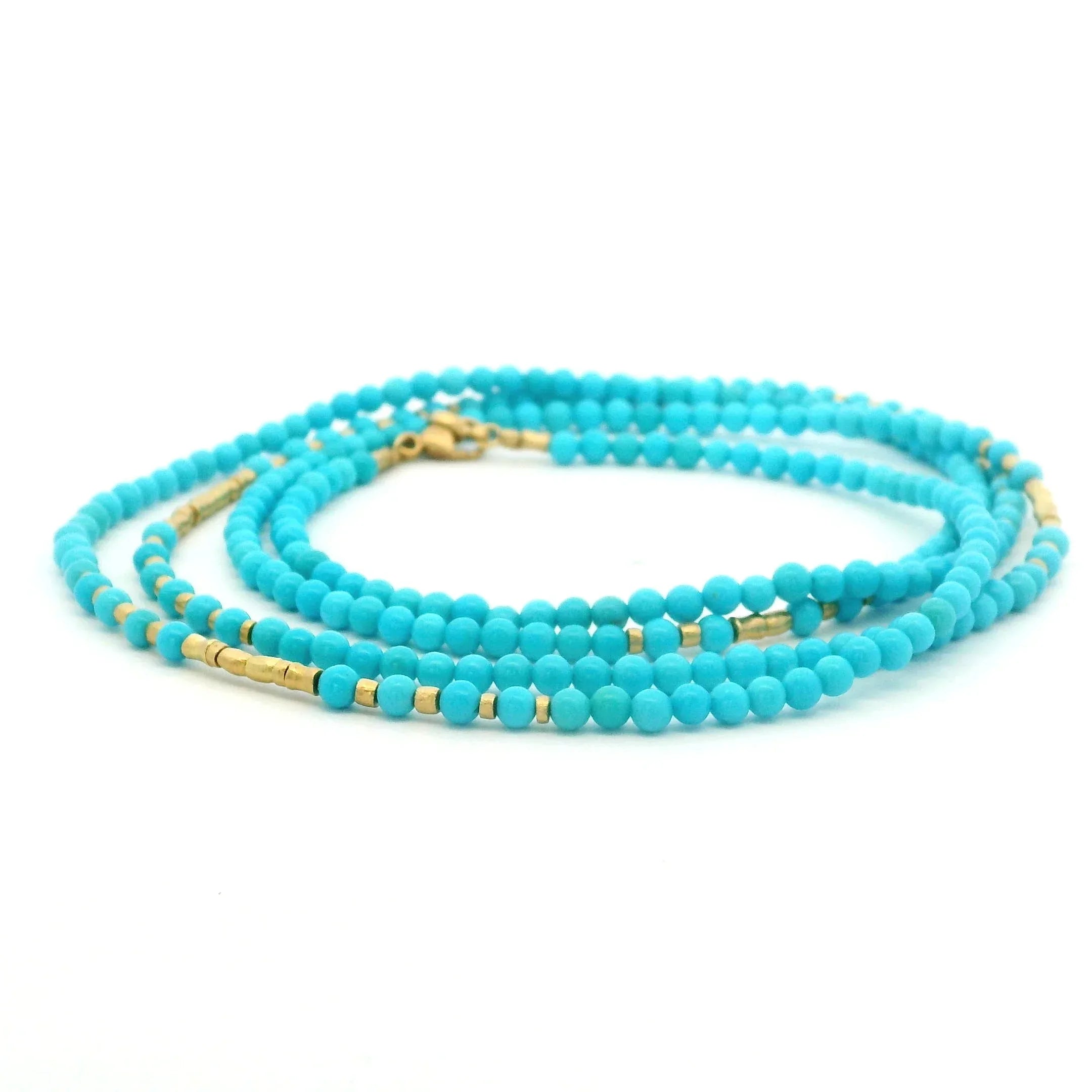 18 Karat Yellow Gold and Turquoise Necklace