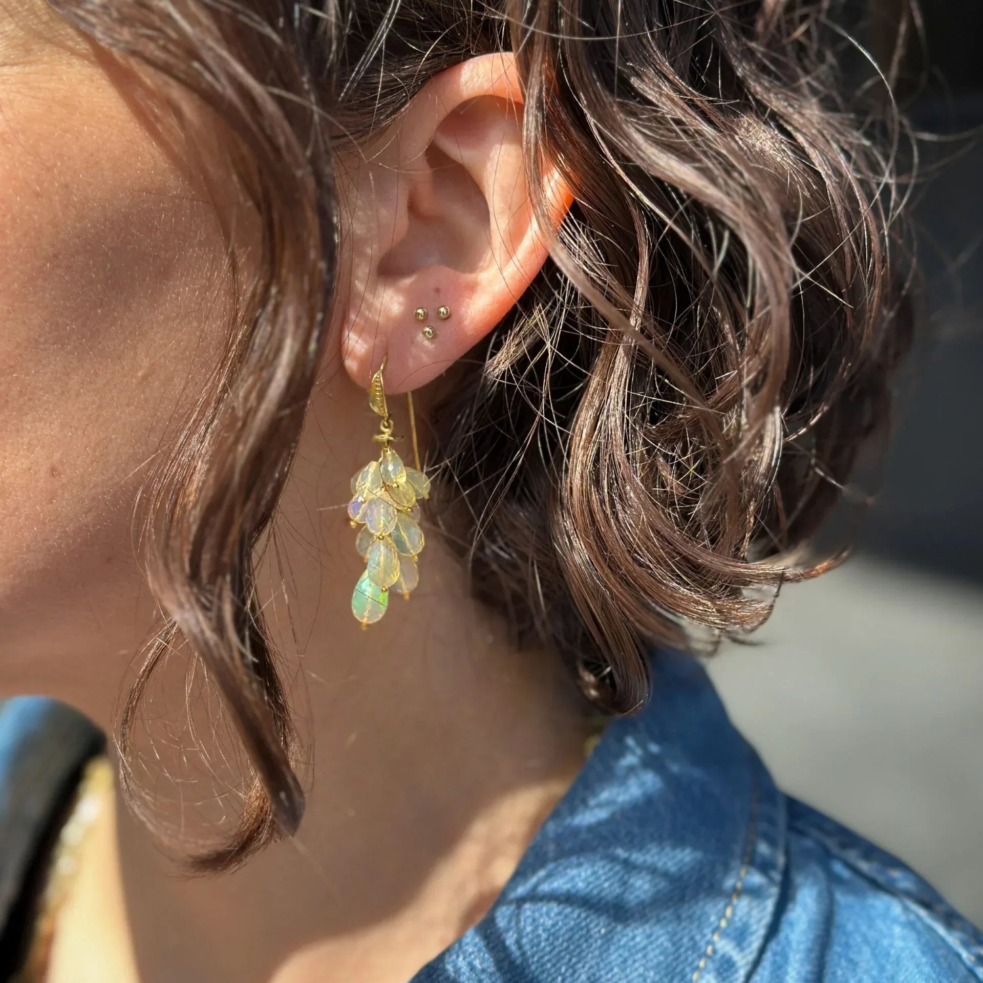 18 karat Yellow Gold and Opal Earrings
