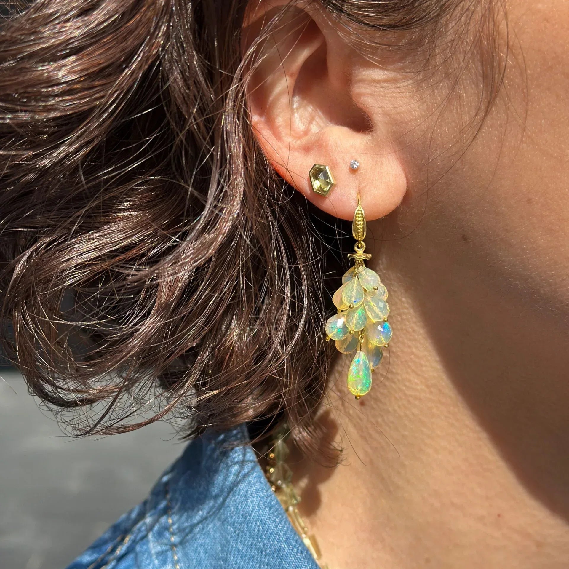 18 karat Yellow Gold and Opal Earrings