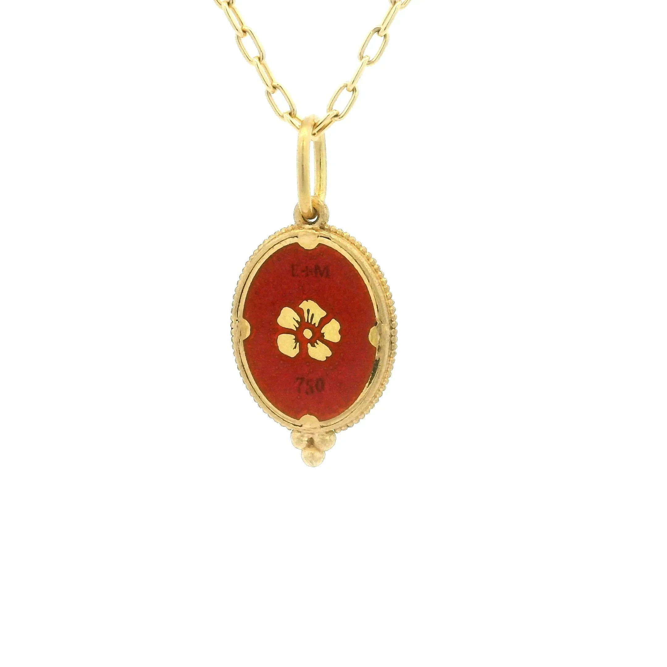 18 Karat Yellow Gold Hand Painted Baby Owl Charm