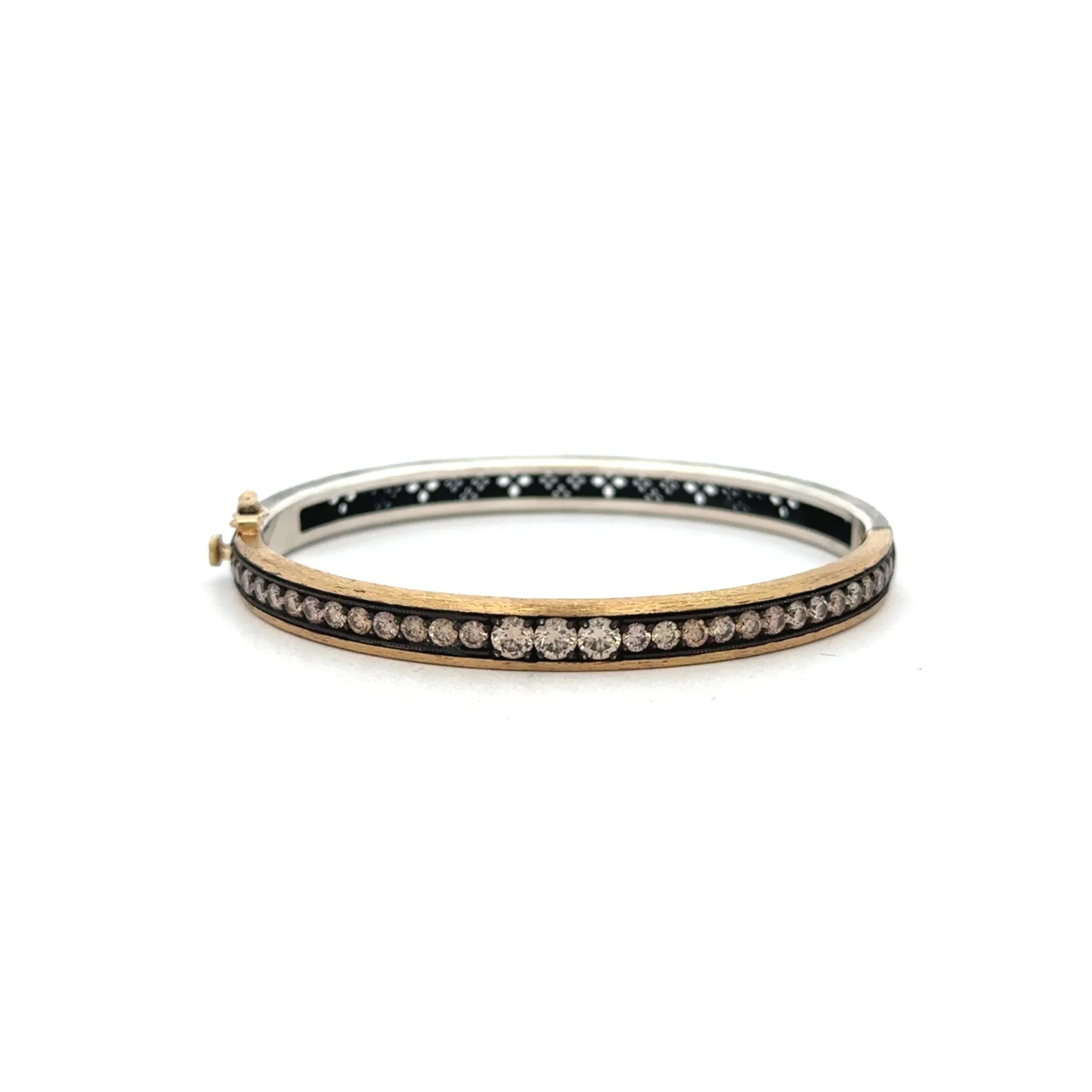 Mixed Metal Champagne Diamond Hinged Bracelet