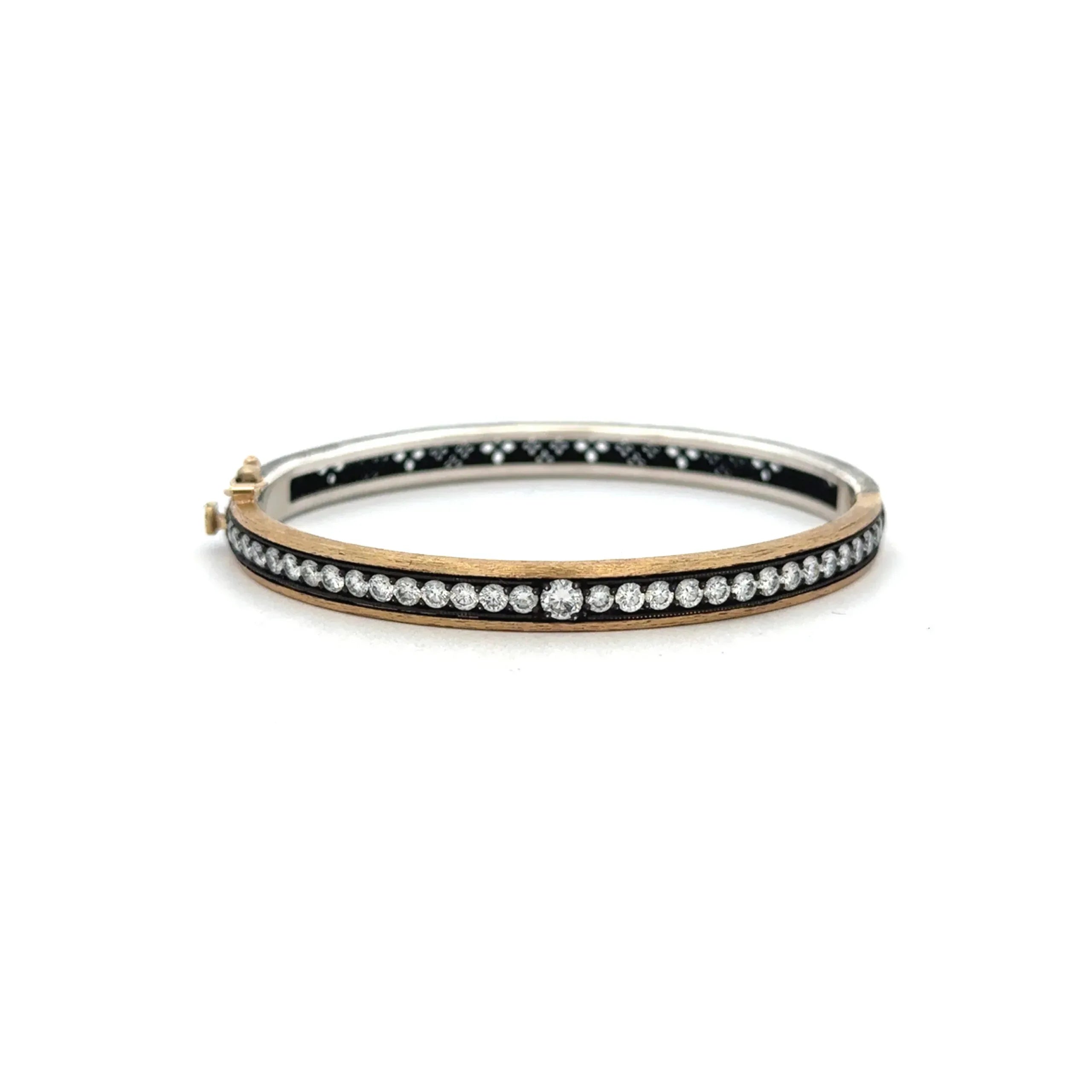 Mixed Metal Diamond Hinged Bracelet
