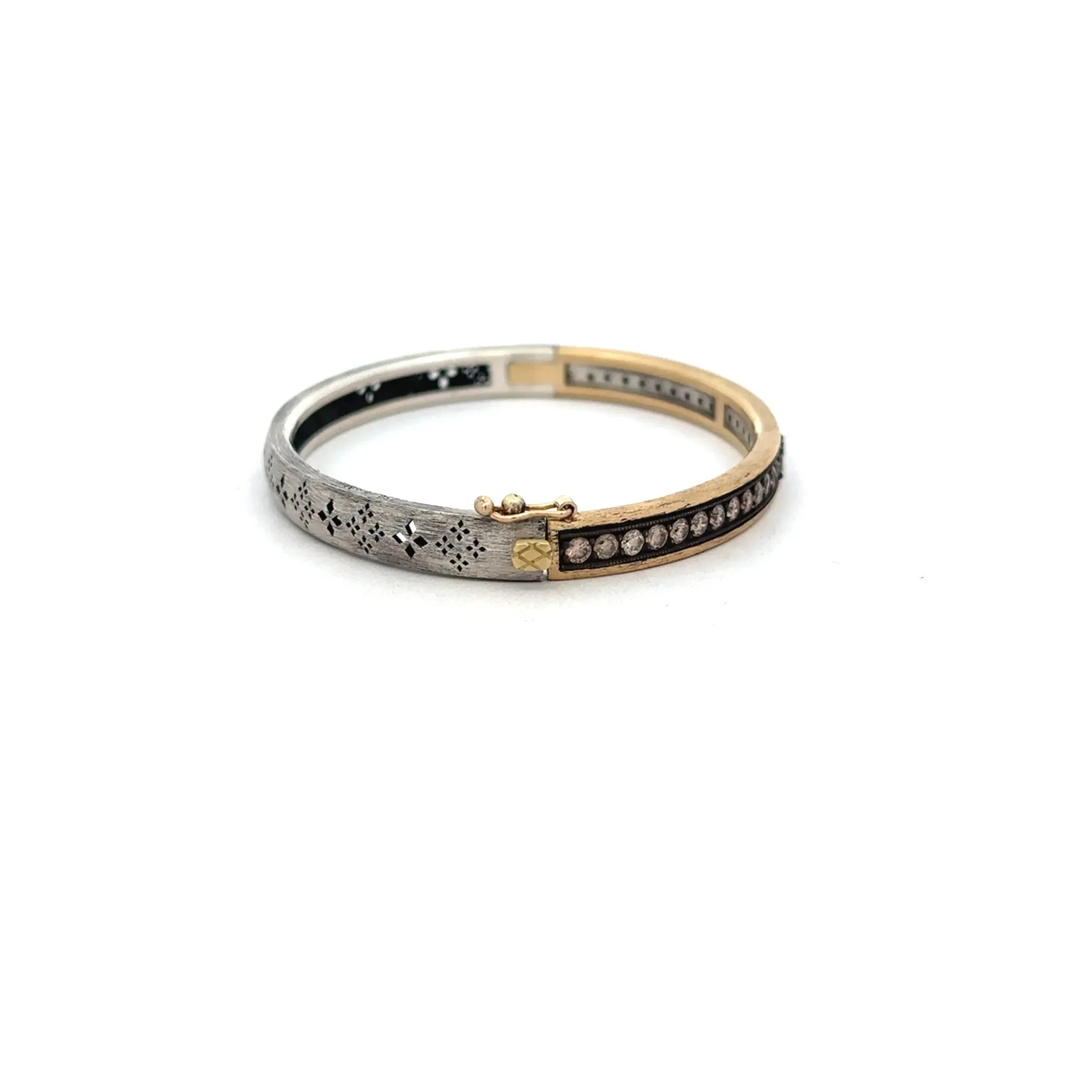Mixed Metal Champagne Diamond Hinged Bracelet