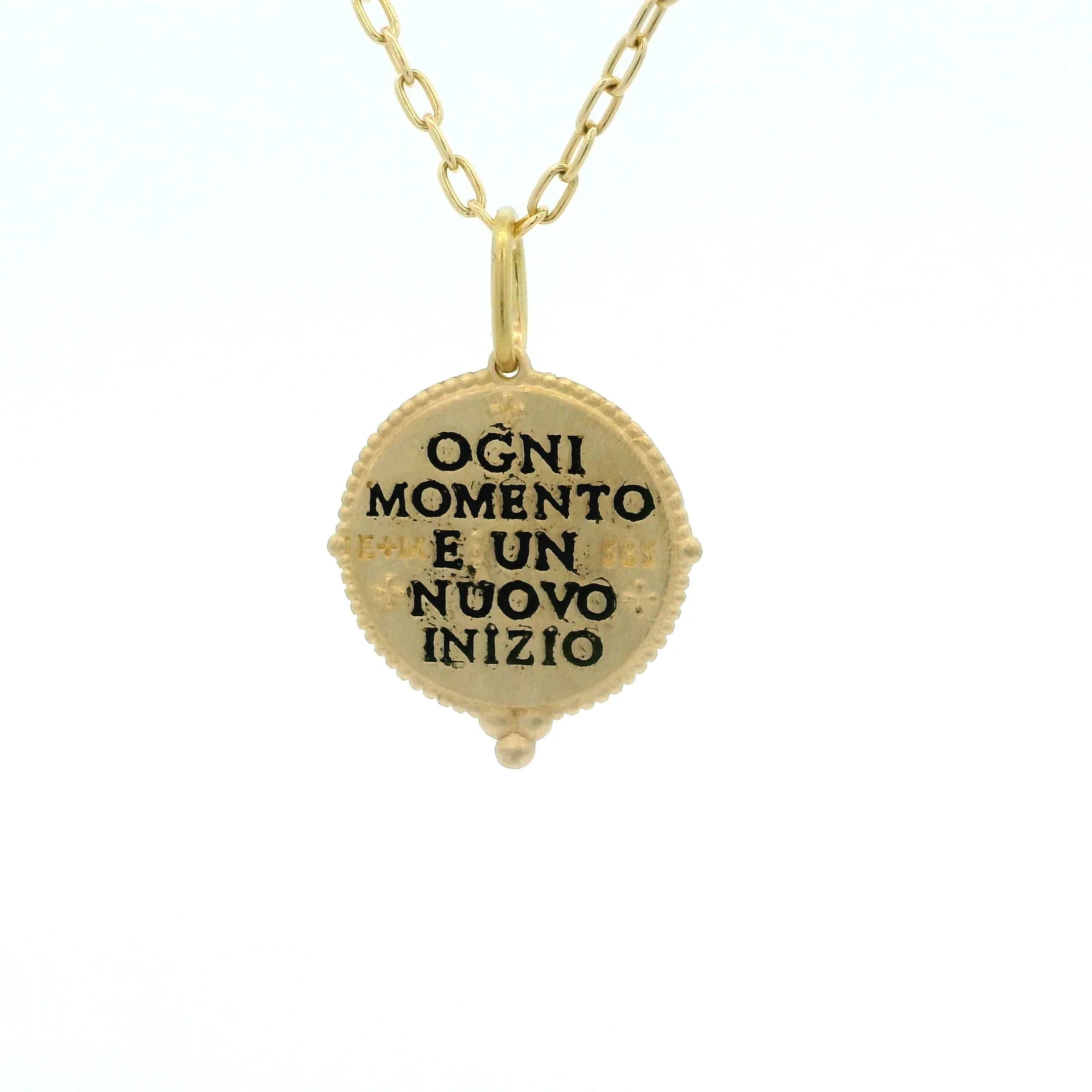 14 Karat Yellow Gold Pave Sun Charm