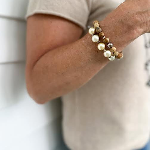 South Sea Pearl Beige Macrame Bracelet