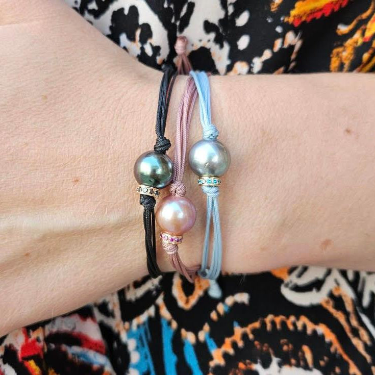 Silver Tahitian Pearl Ribbon Bracelet