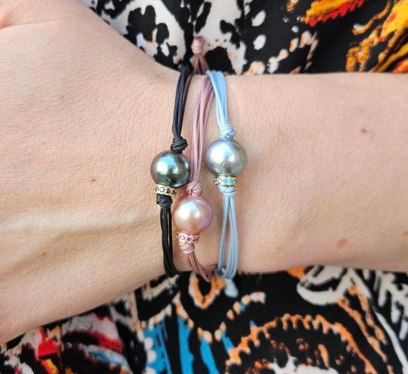 Silver Tahitian Pearl Ribbon Bracelet