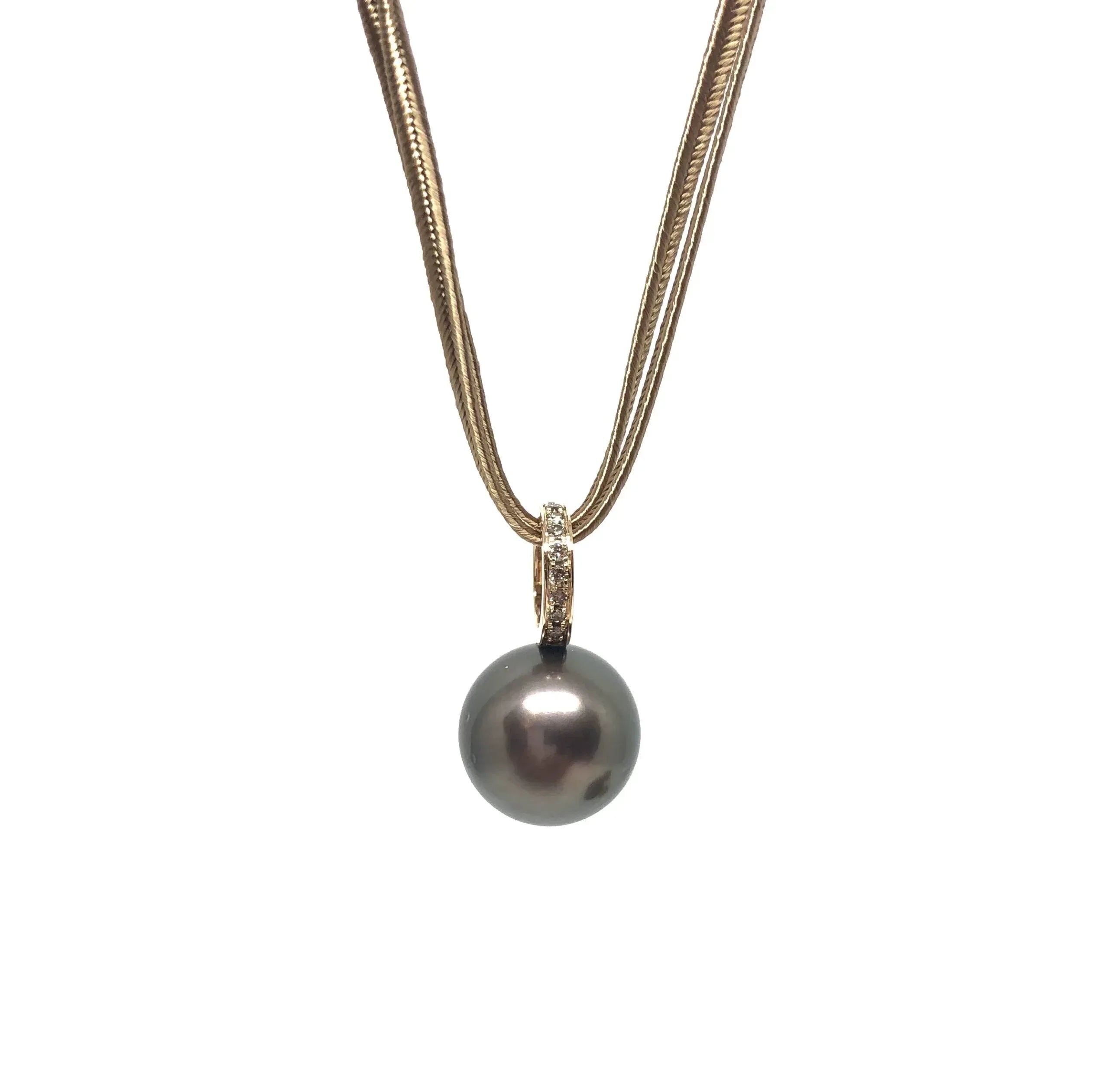 Rose Gold Tahitian Pearl and Diamond Pendant
