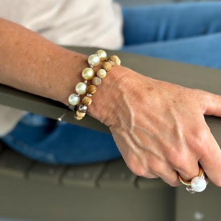 South Sea Pearl Beige Macrame Bracelet