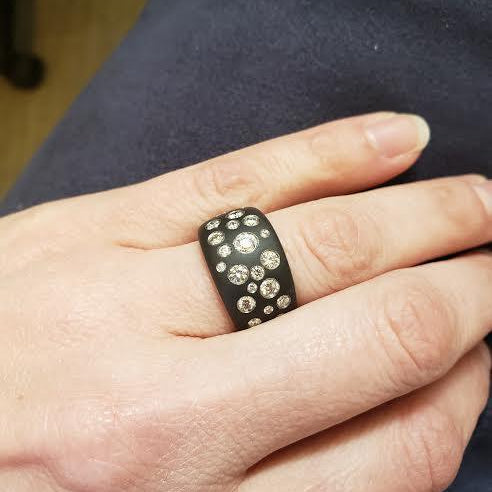 Stars in Heaven Steel and Diamond Ring