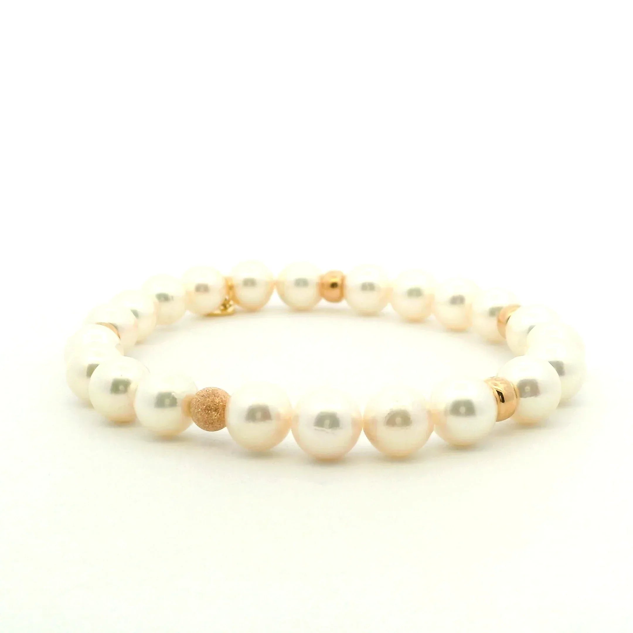 Rose gold and Akoya Pearl stretch bracelet