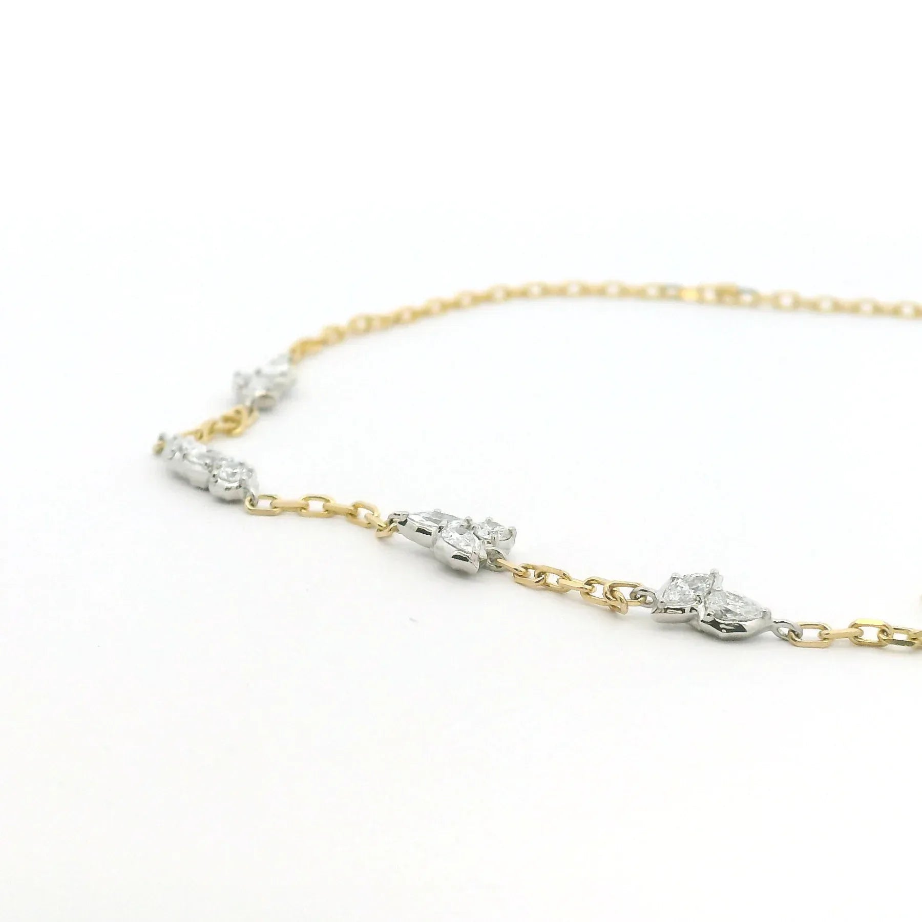 Yellow Gold, Platinum and Diamond Posey Necklace