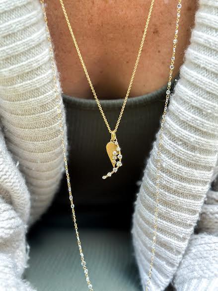 Yellow Gold and Diamond 1" Crescent Charm