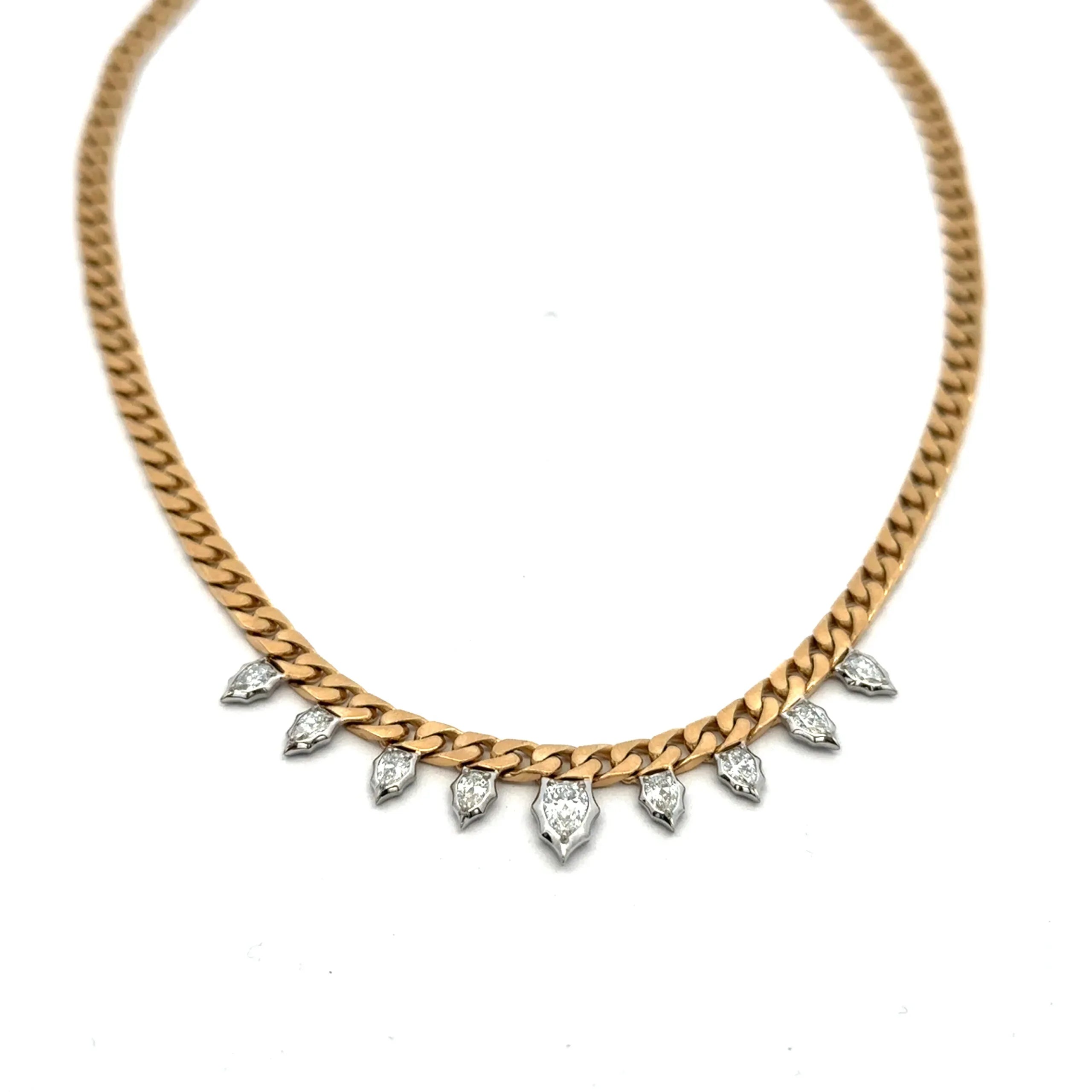 Yellow Gold, Platinum and Diamond Envoy Curb Necklace