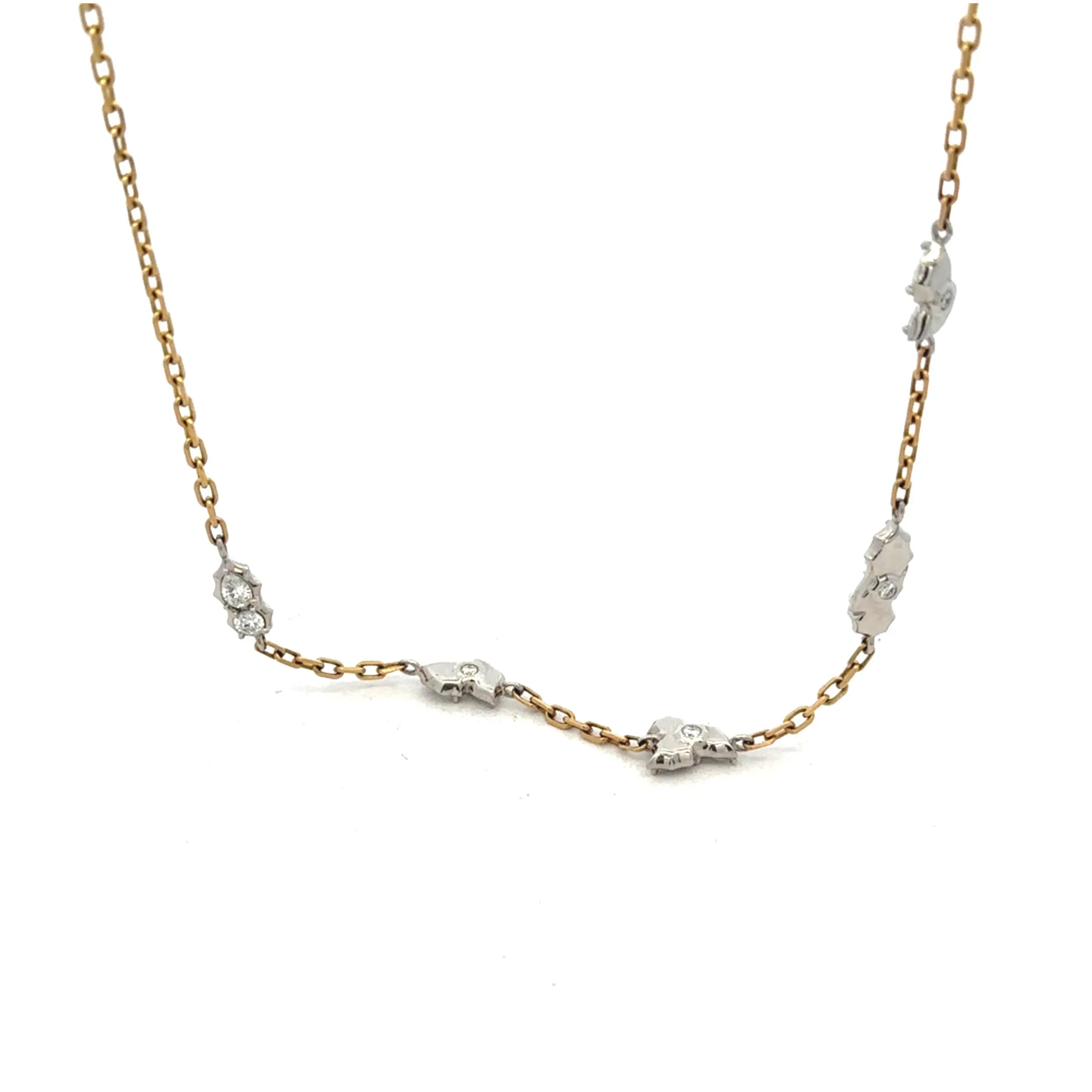Two Tone 18 karat "Posey Station" Necklace