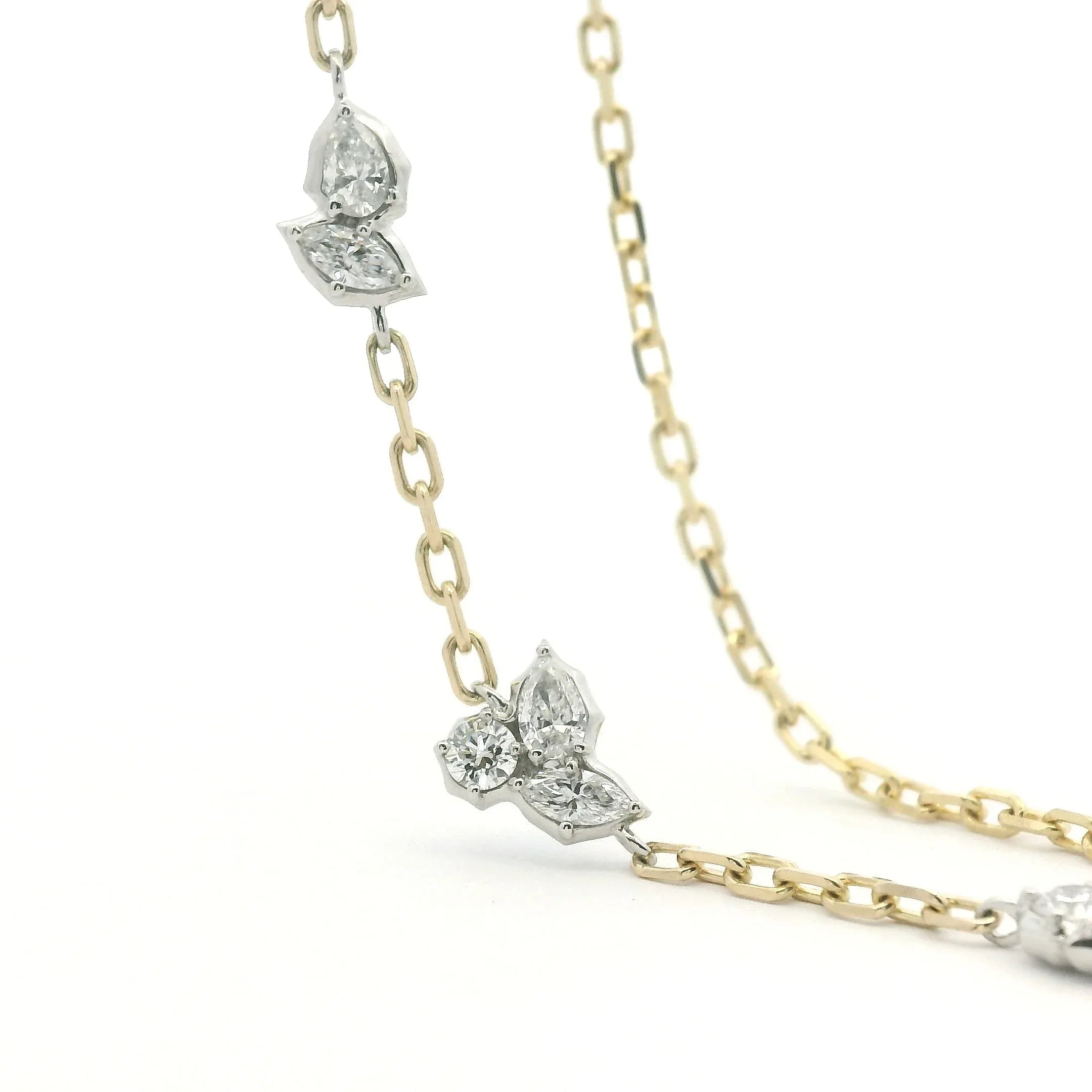 Yellow Gold, Platinum and Diamond Posey Necklace