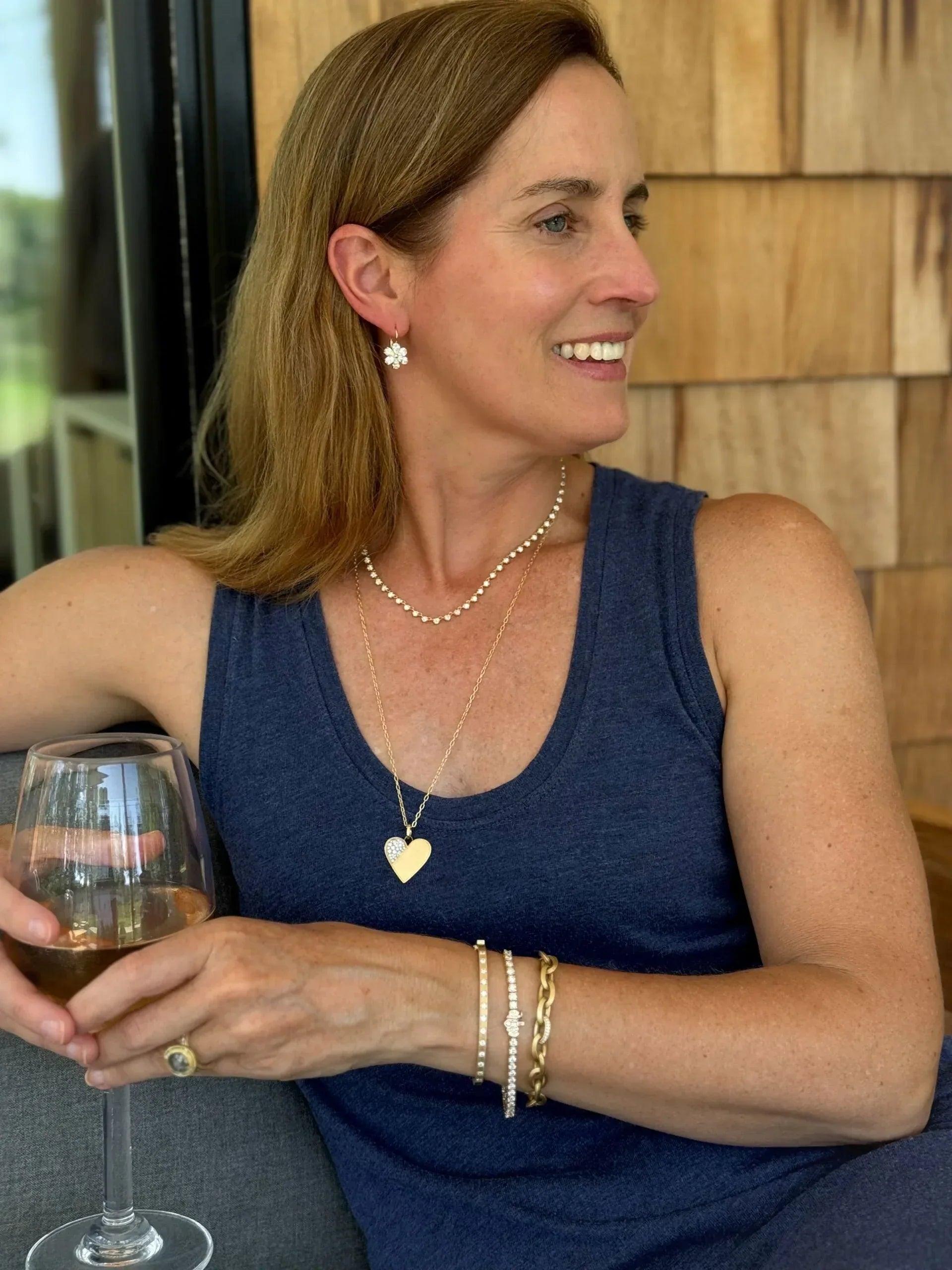 Yellow and Diamond Heart Charm