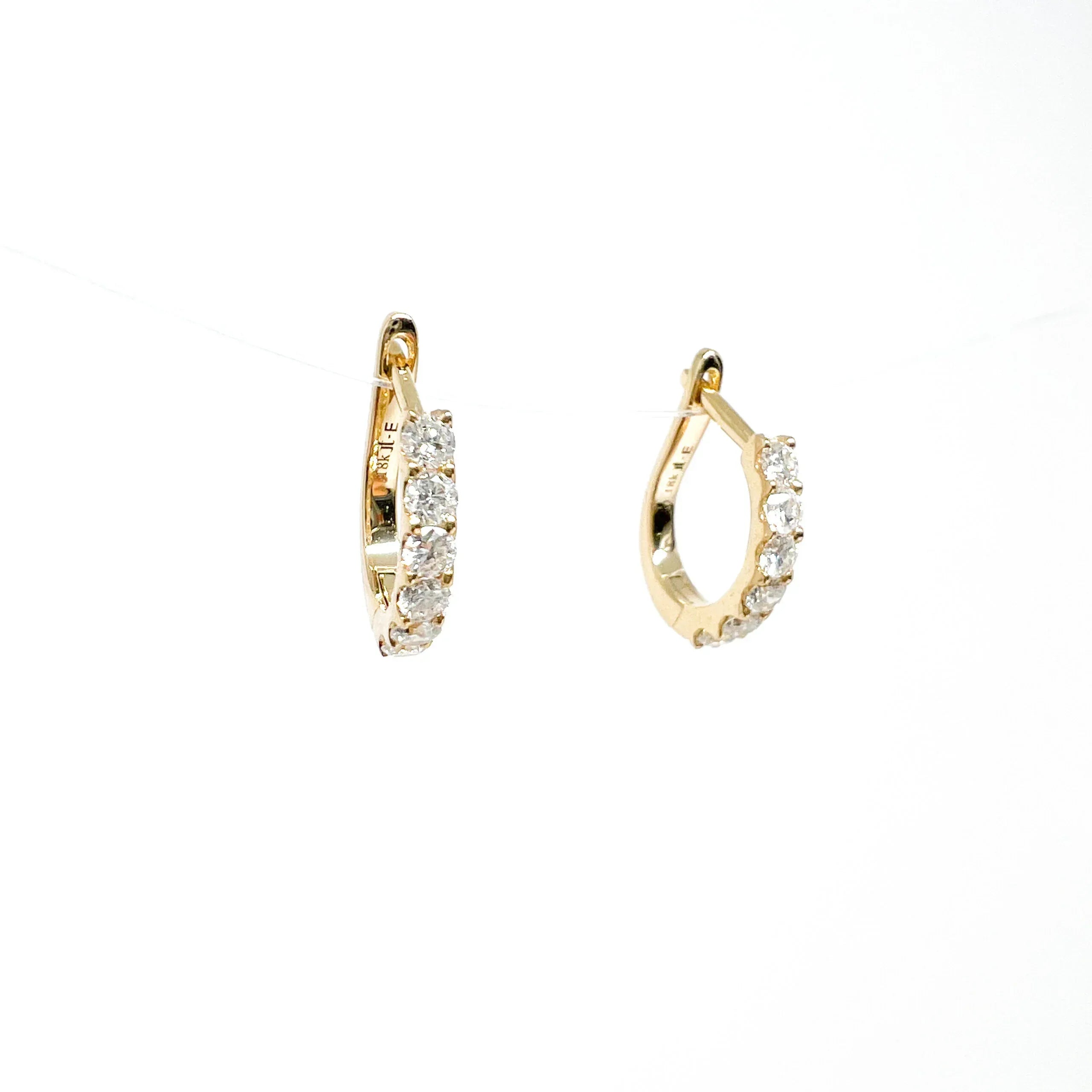 Yellow gold and Diamond Petite Hoops