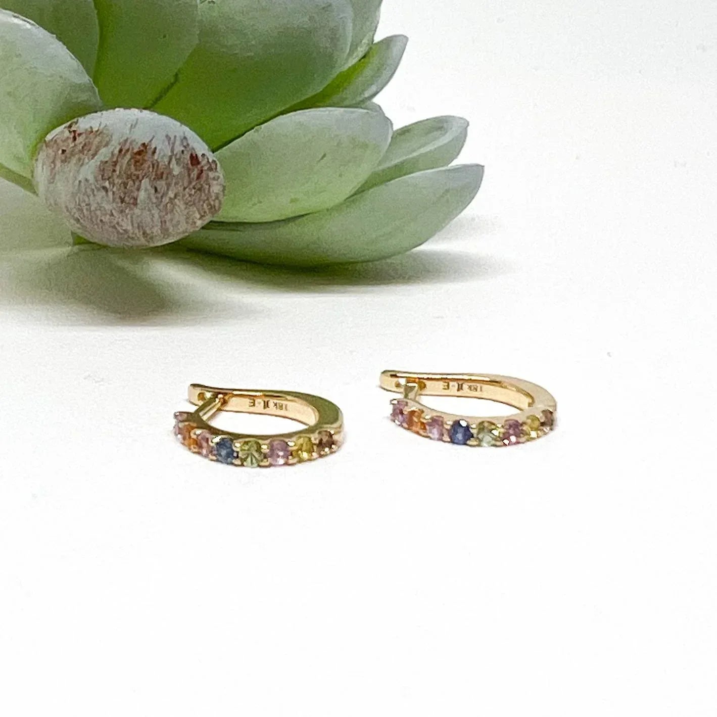 Pastel Multi Sapphire Slim Hoop