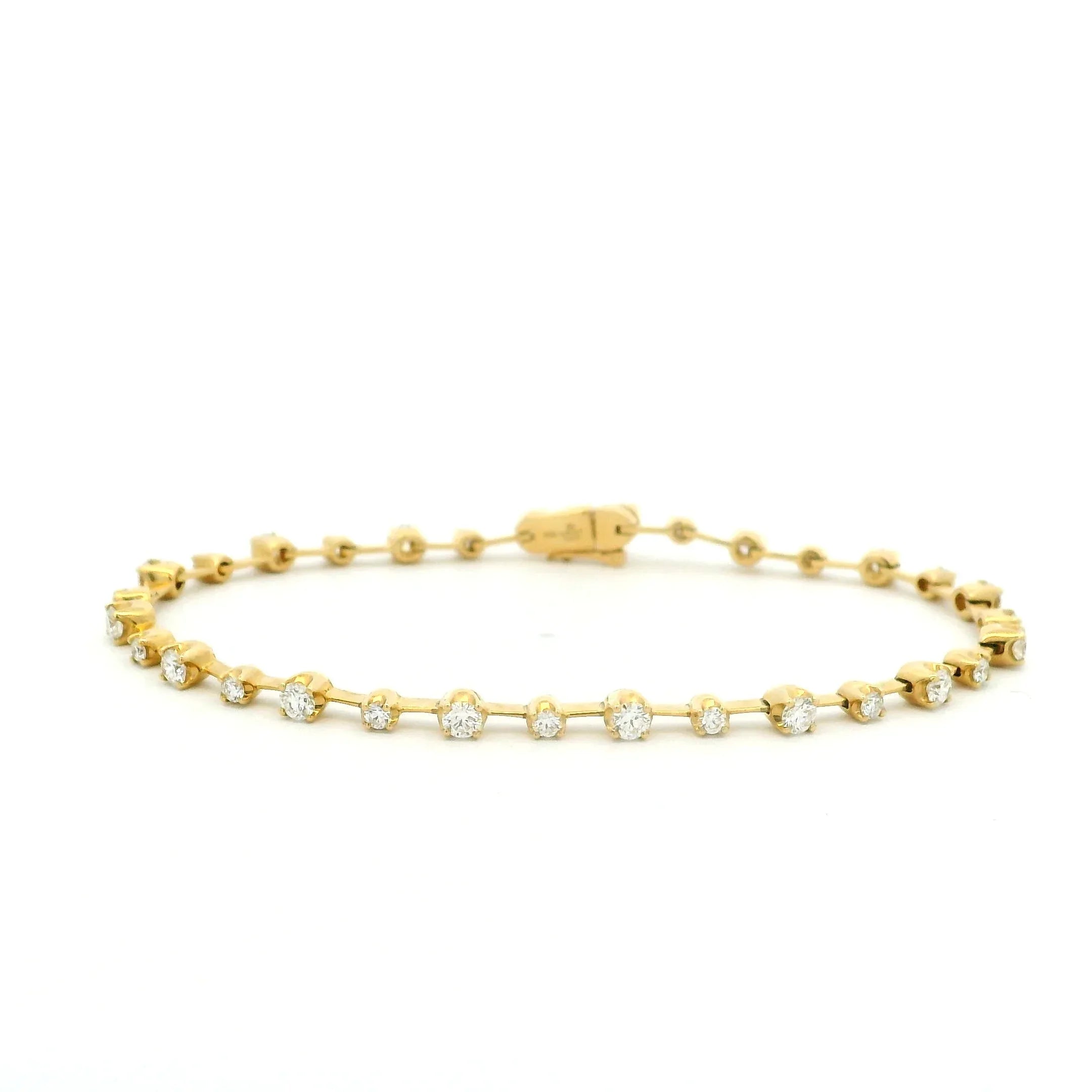 Yellow Gold and Diamond Line Bracelet
