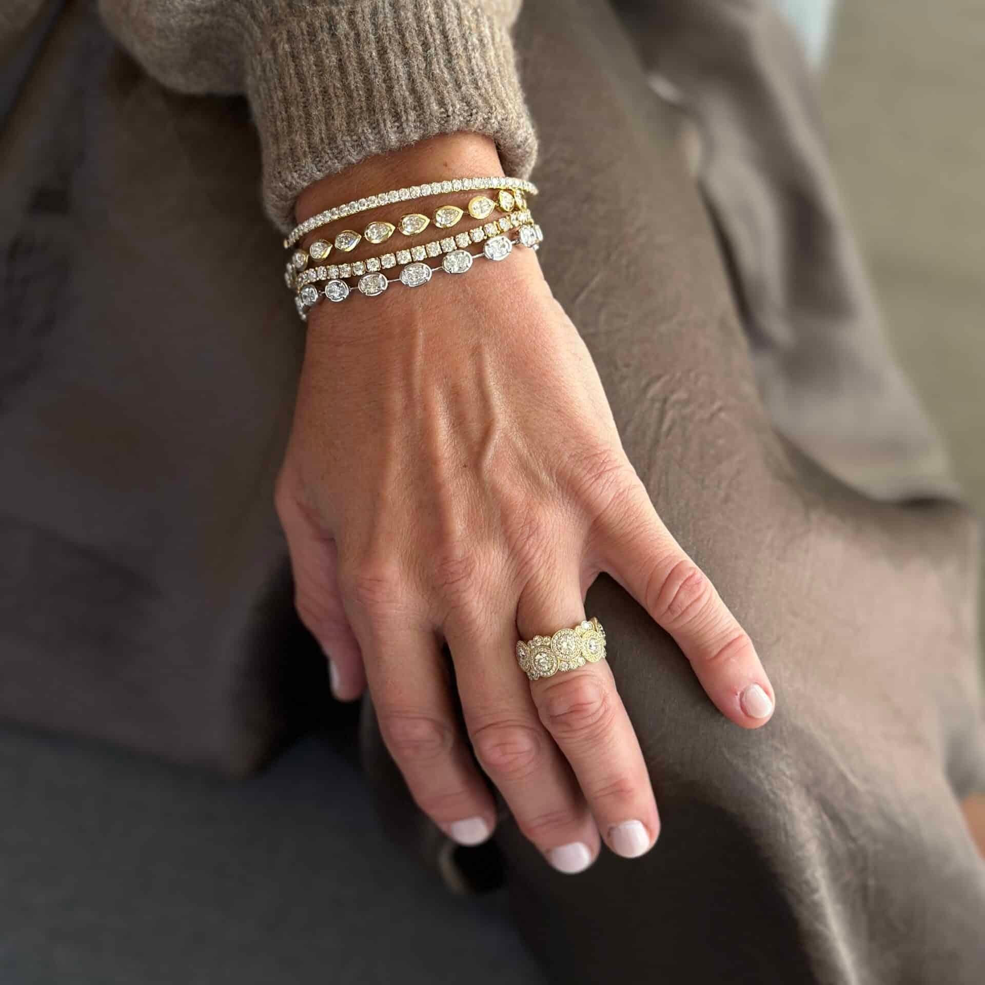 Yellow Gold and Diamond Line Bracelet