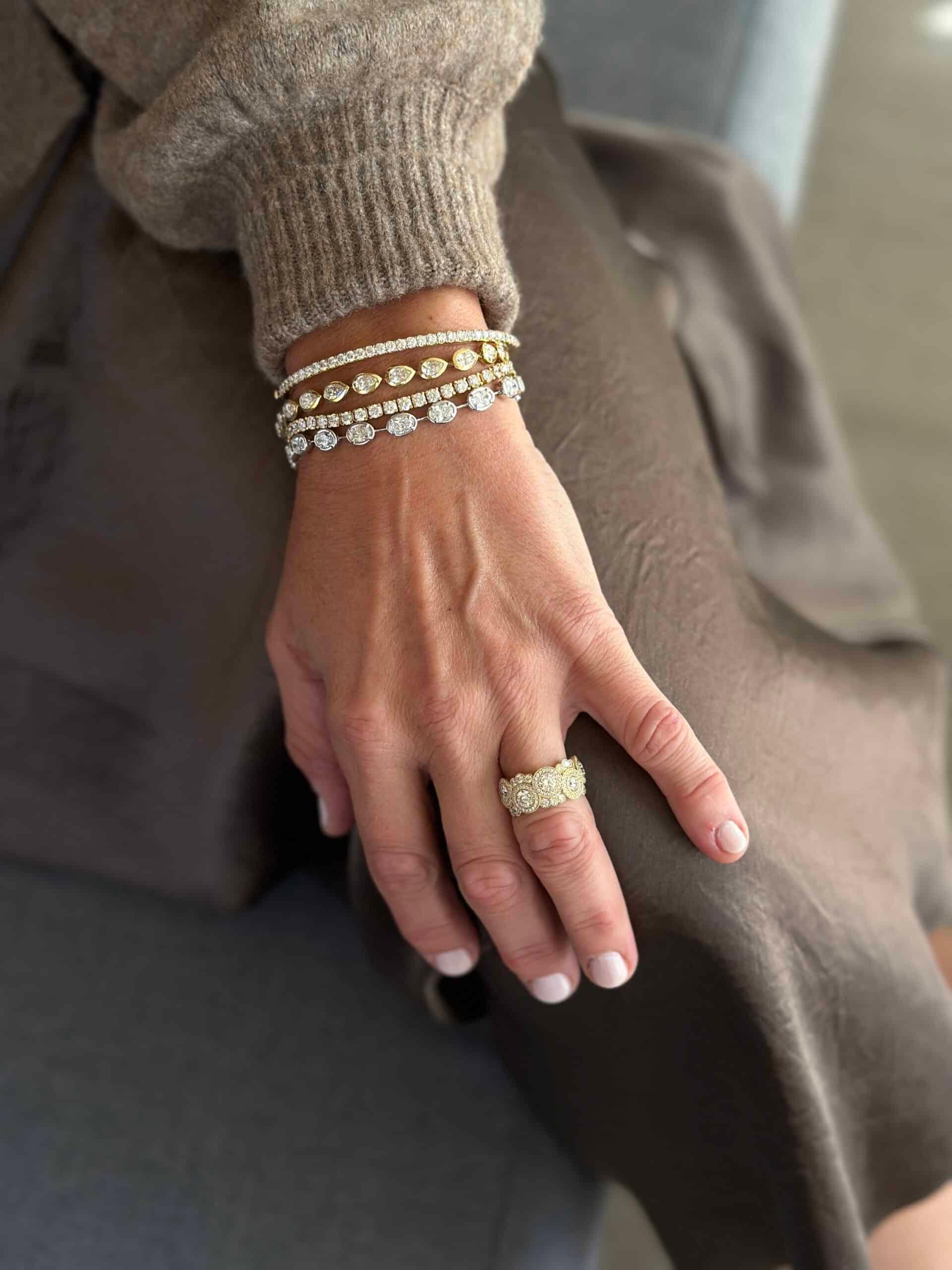 Yellow Gold and Diamond Line Bracelet