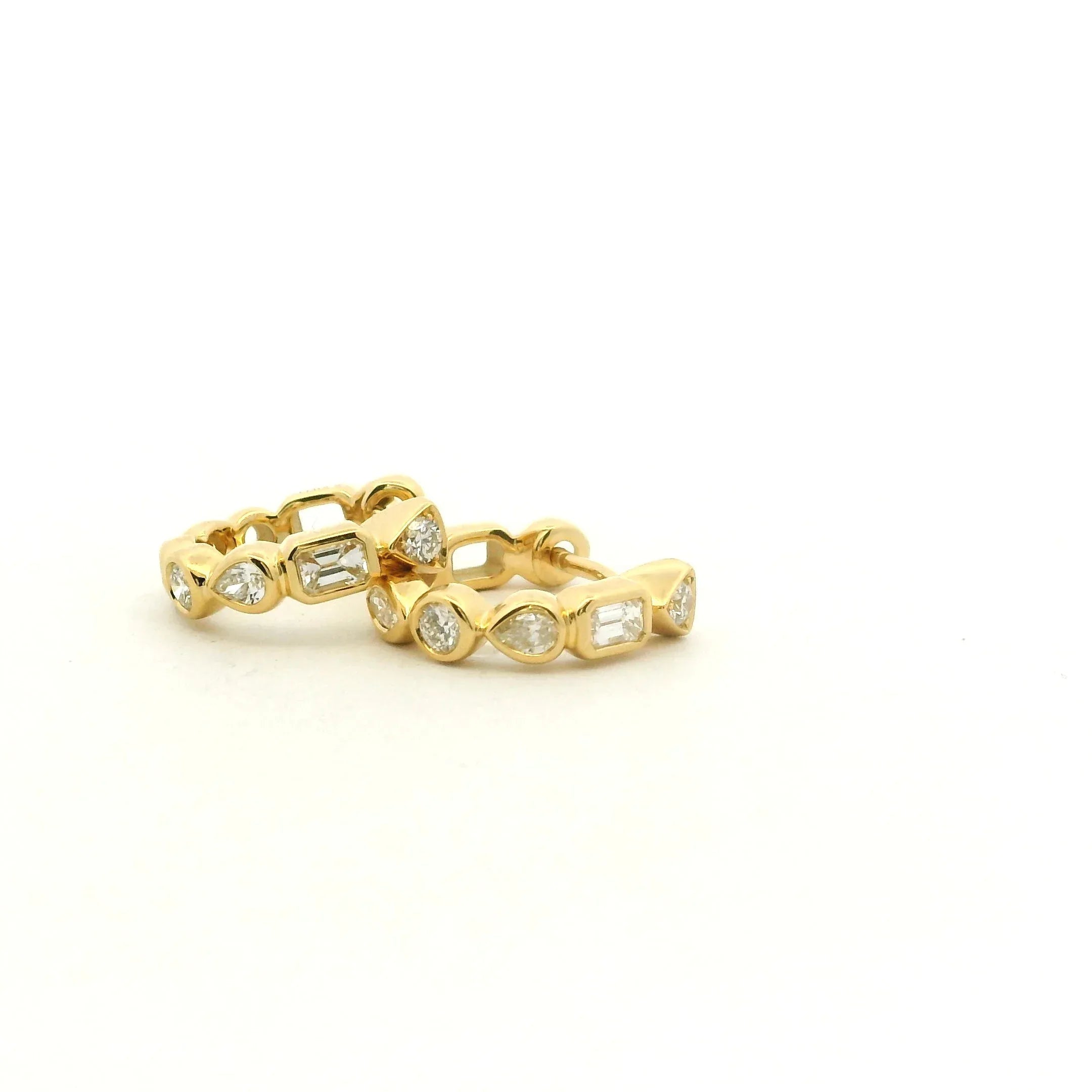Yellow Gold and Fancy Diamond Petite Hoop Earring