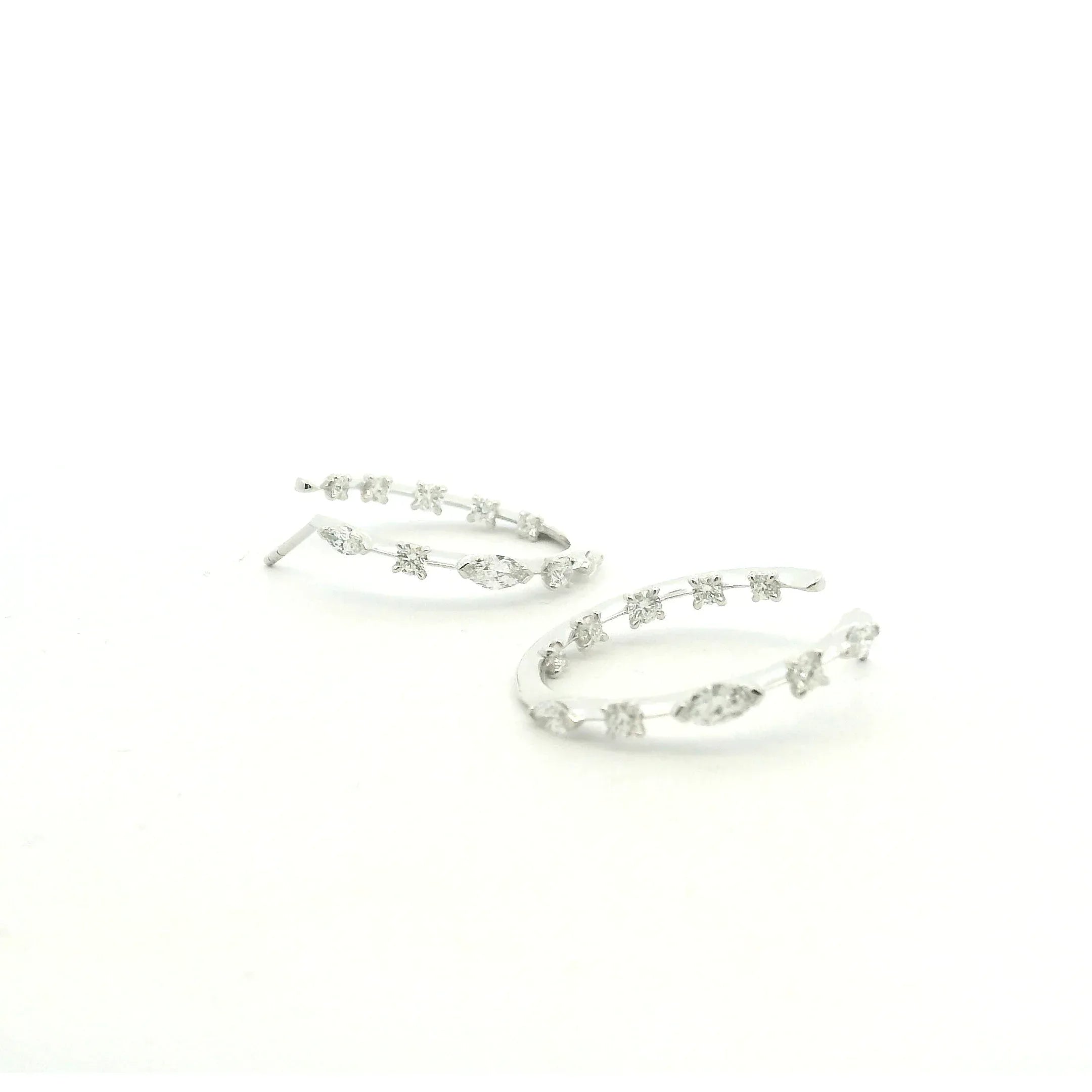 18 Karat White Gold "Starry Night" Hoops