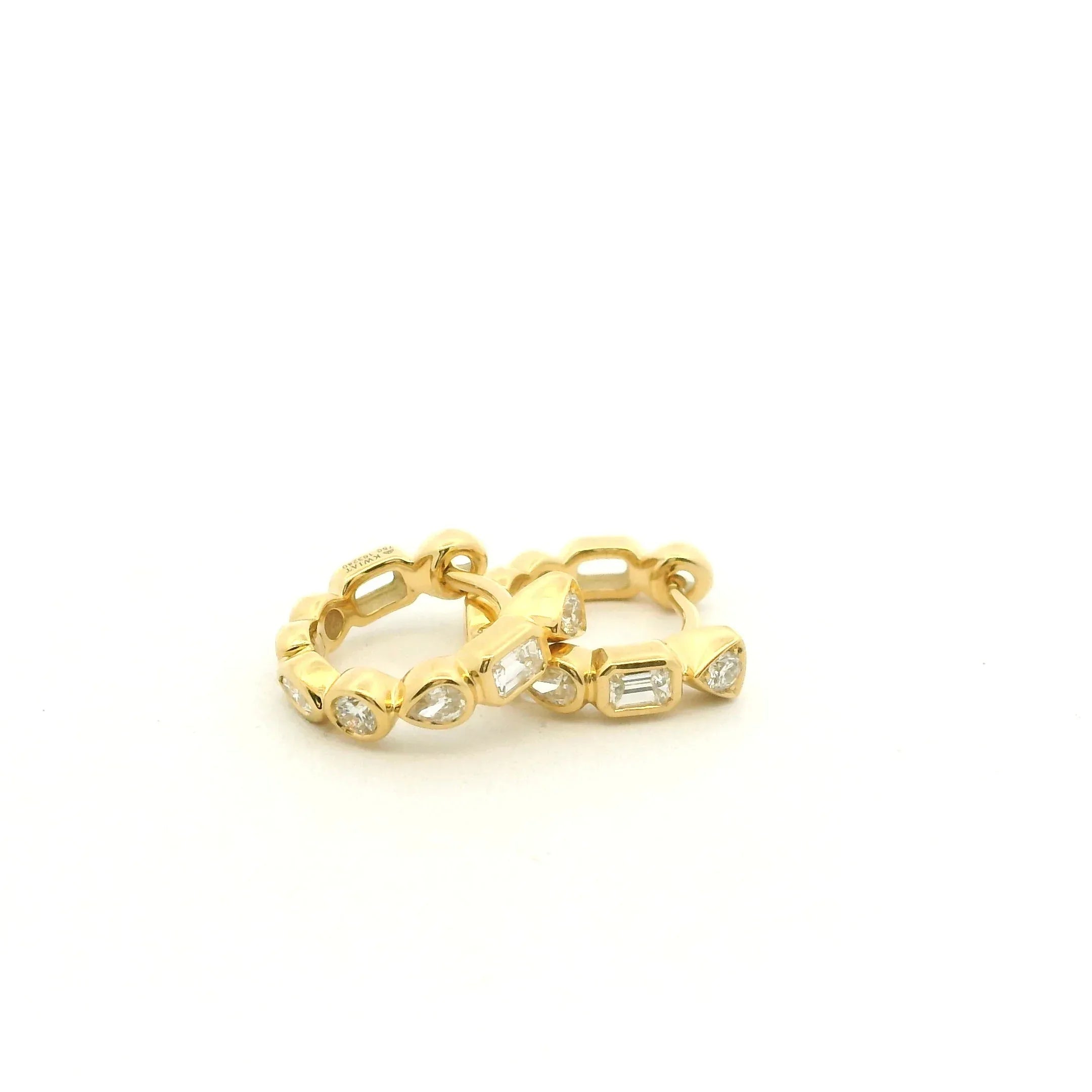 Yellow Gold and Fancy Diamond Petite Hoop Earring