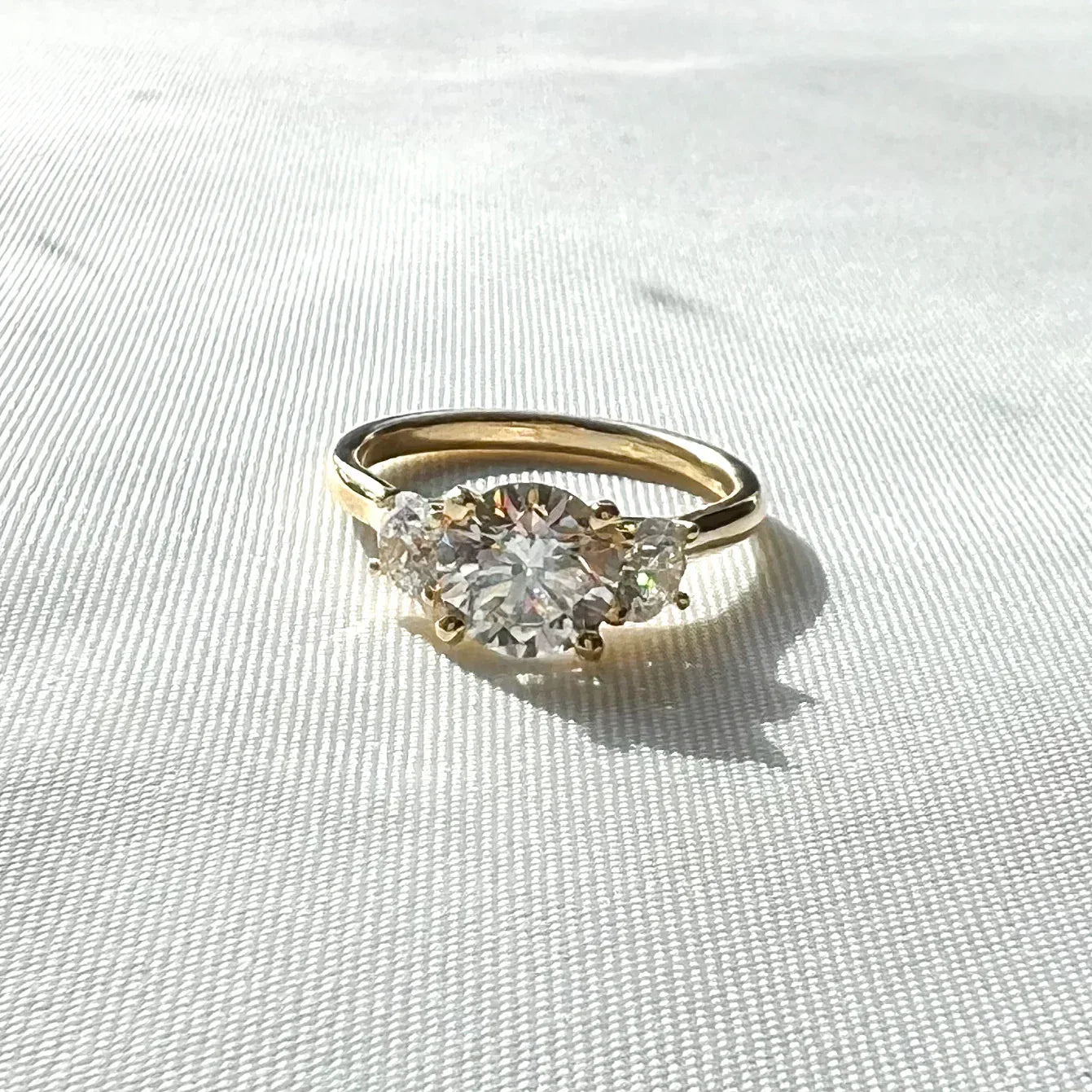 1.42 CT Center Three Stone Diamond Ring