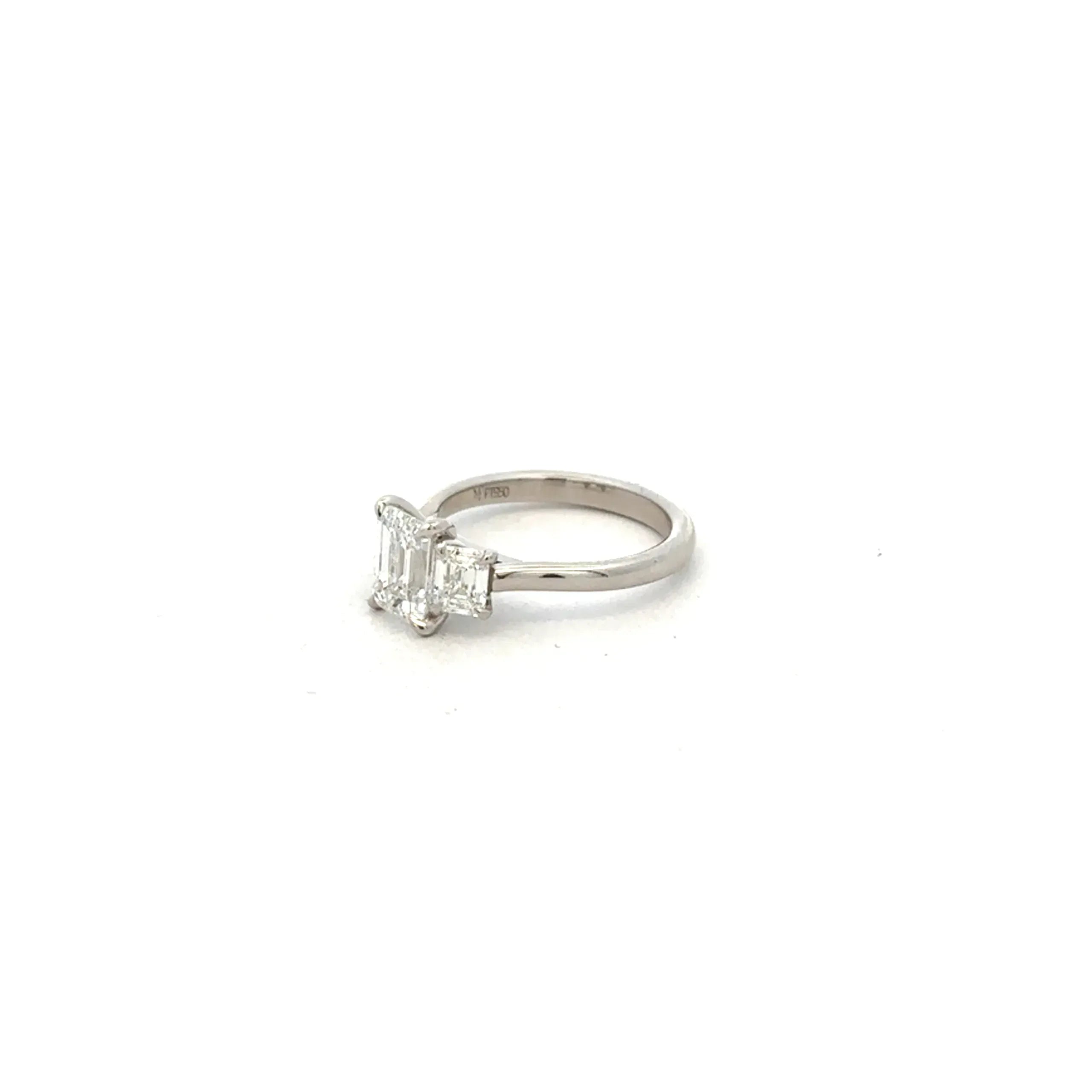 Platinum Three Emerald Cut Diamond Ring