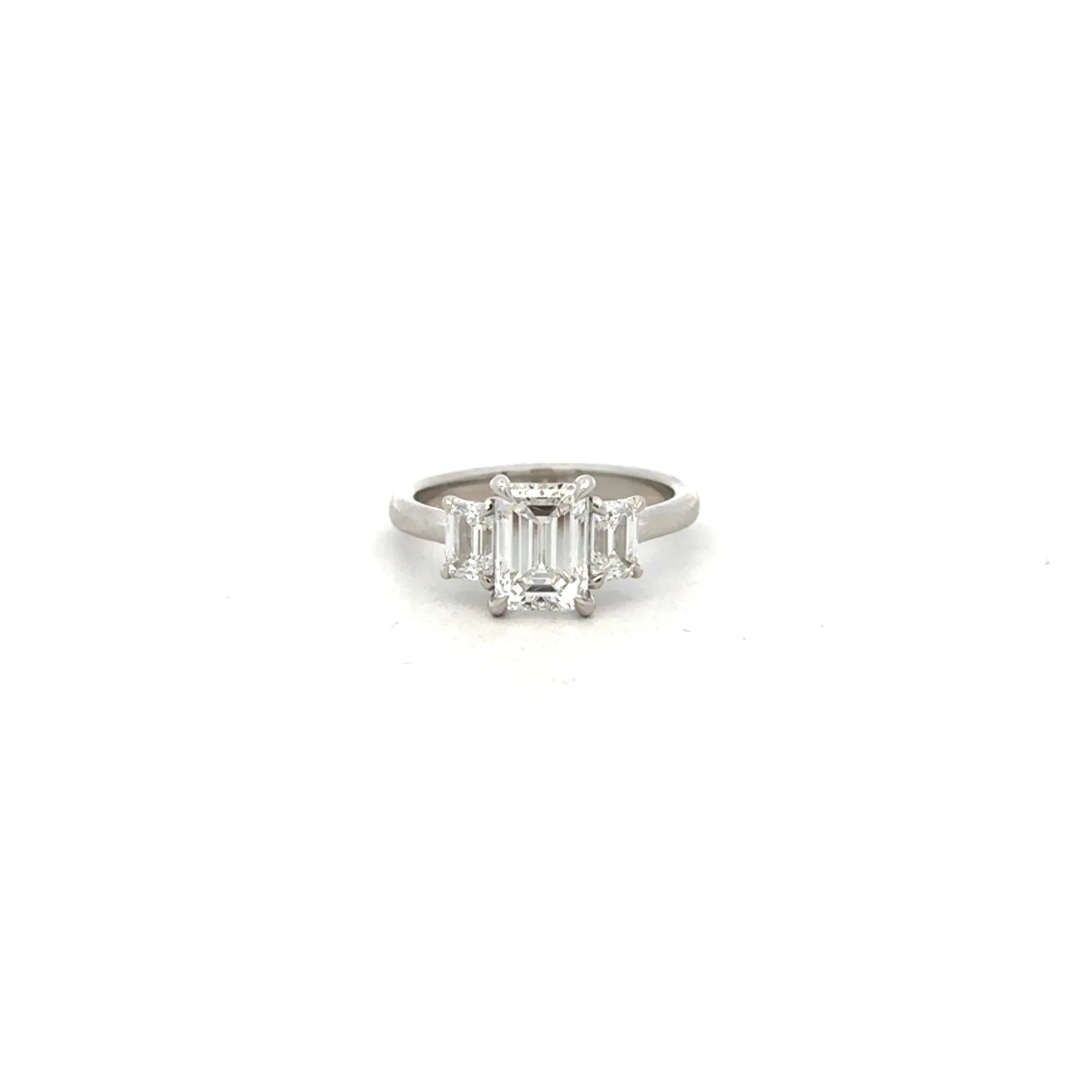 Platinum Three Emerald Cut Diamond Ring